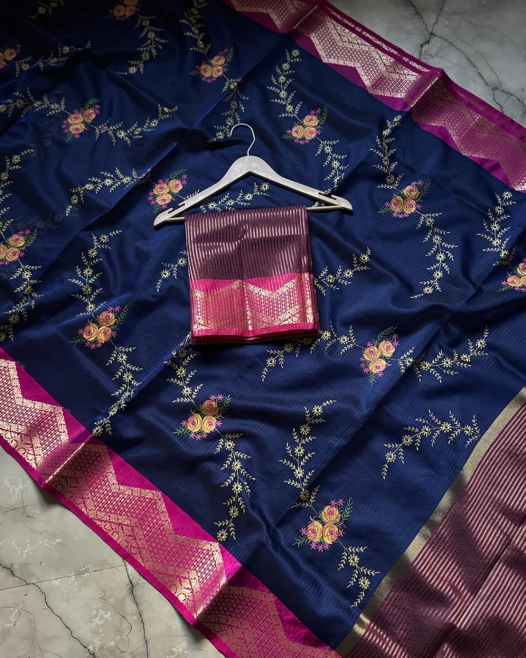 Premium Kota chex with embroidery