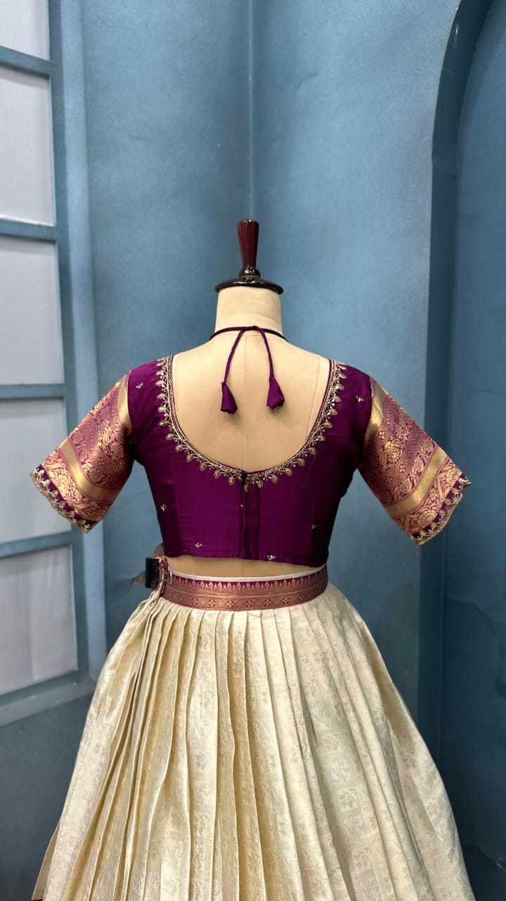 Premium Designer Pure Banarasi Tissue Silk Fully Stitched Lehangas