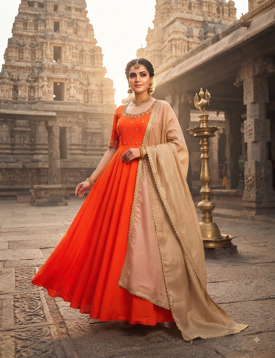 Designer Maggam Hand Work Gown With Duppata
