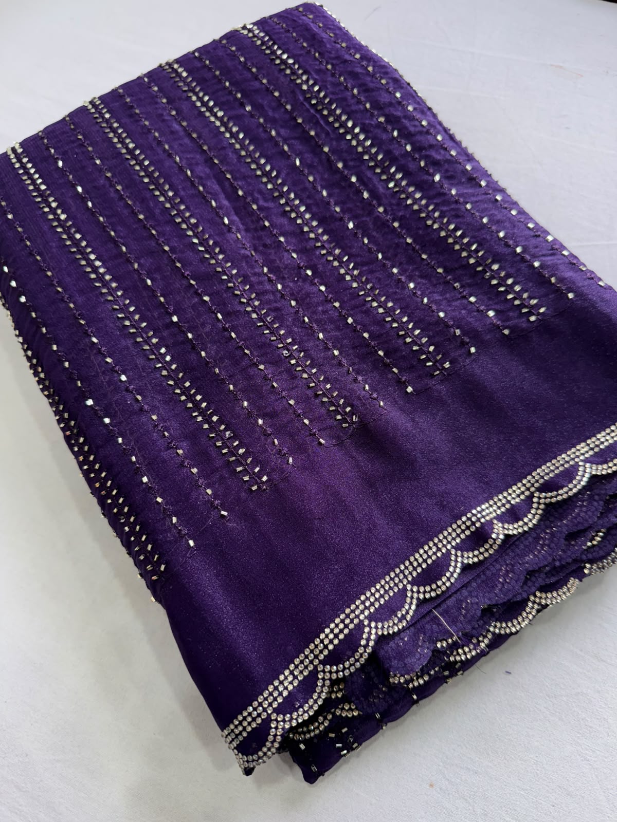 Star Georgette Sequence Bits Work Jharkhand Work Saree With Running Blouse