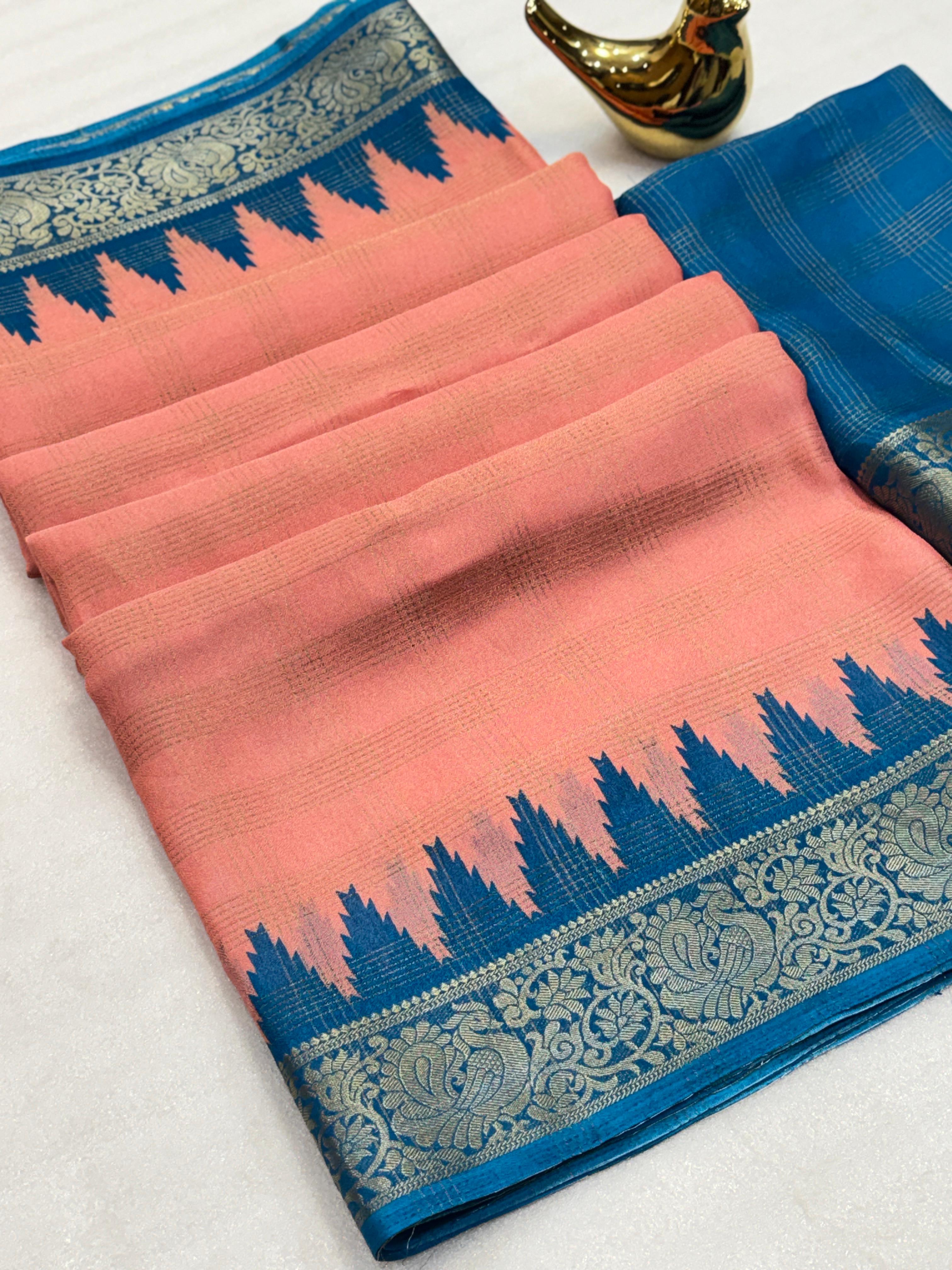Soft silk saree with temple border