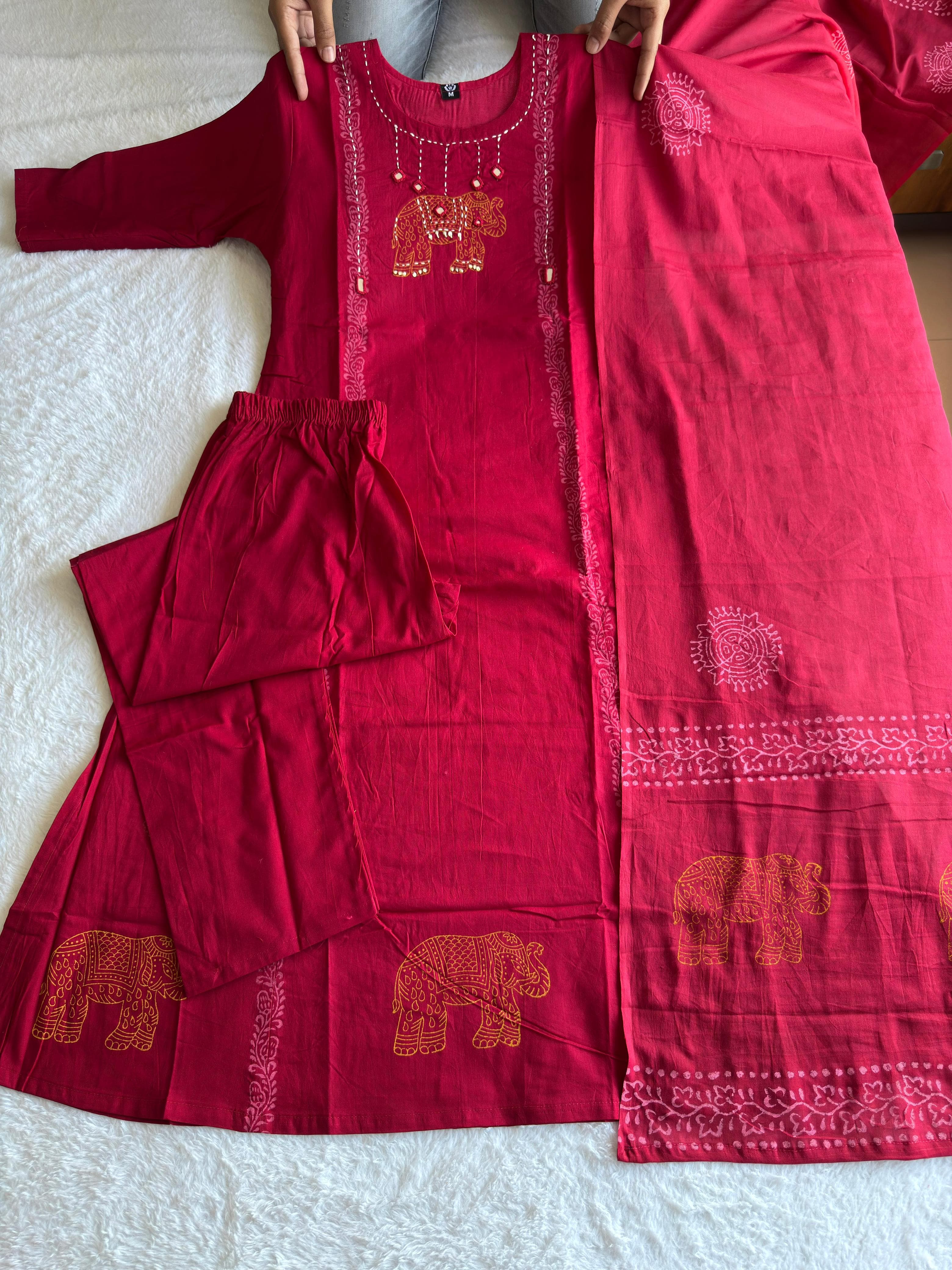 New Designer A-Line Kurti Pant Dupatta Set
