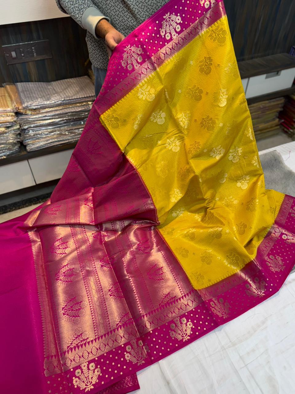 Premium Banarasi Green Mango Silk Sarees