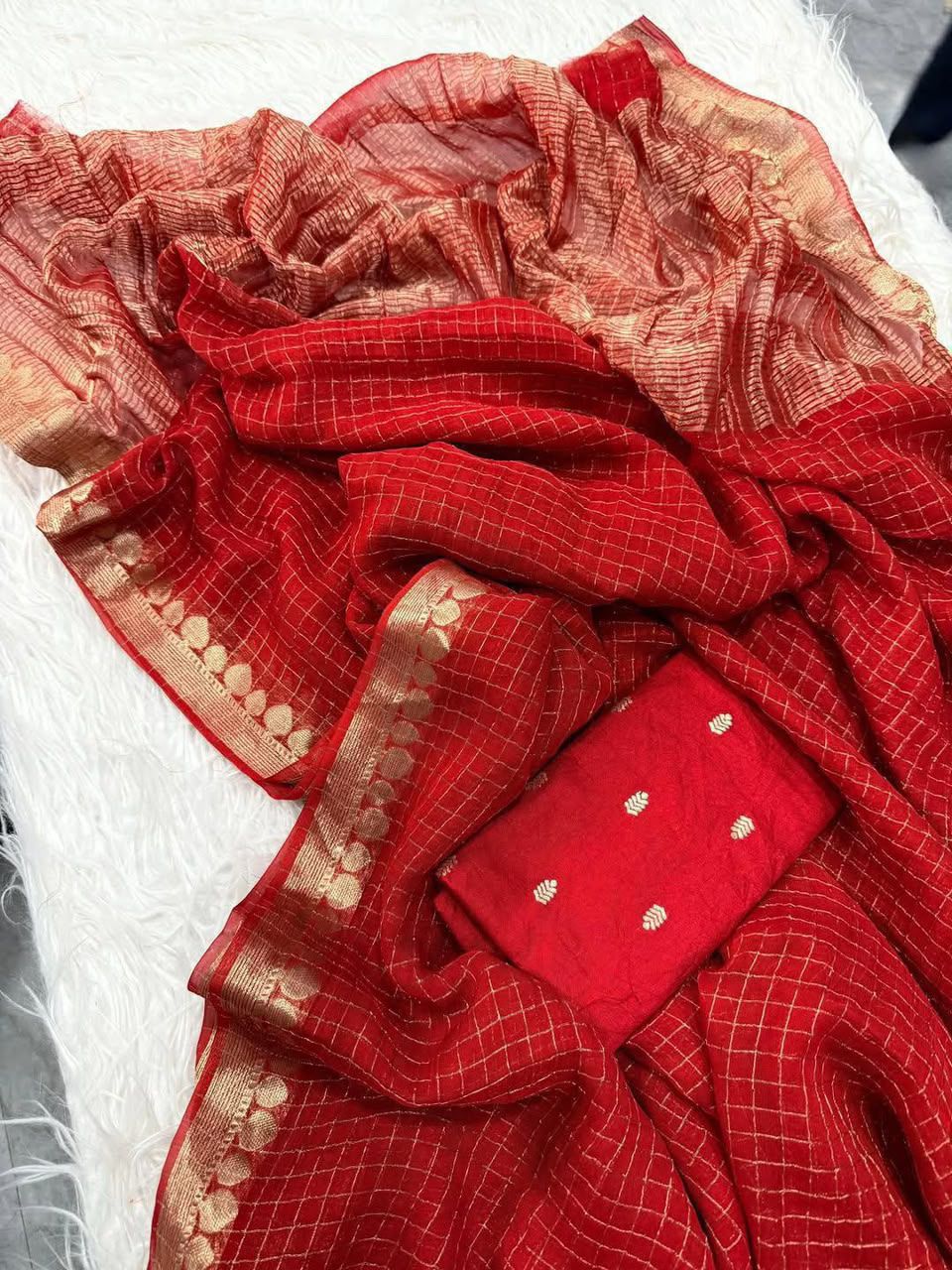 Viscose Georgette Sarees With Viscose Weaving Blouse