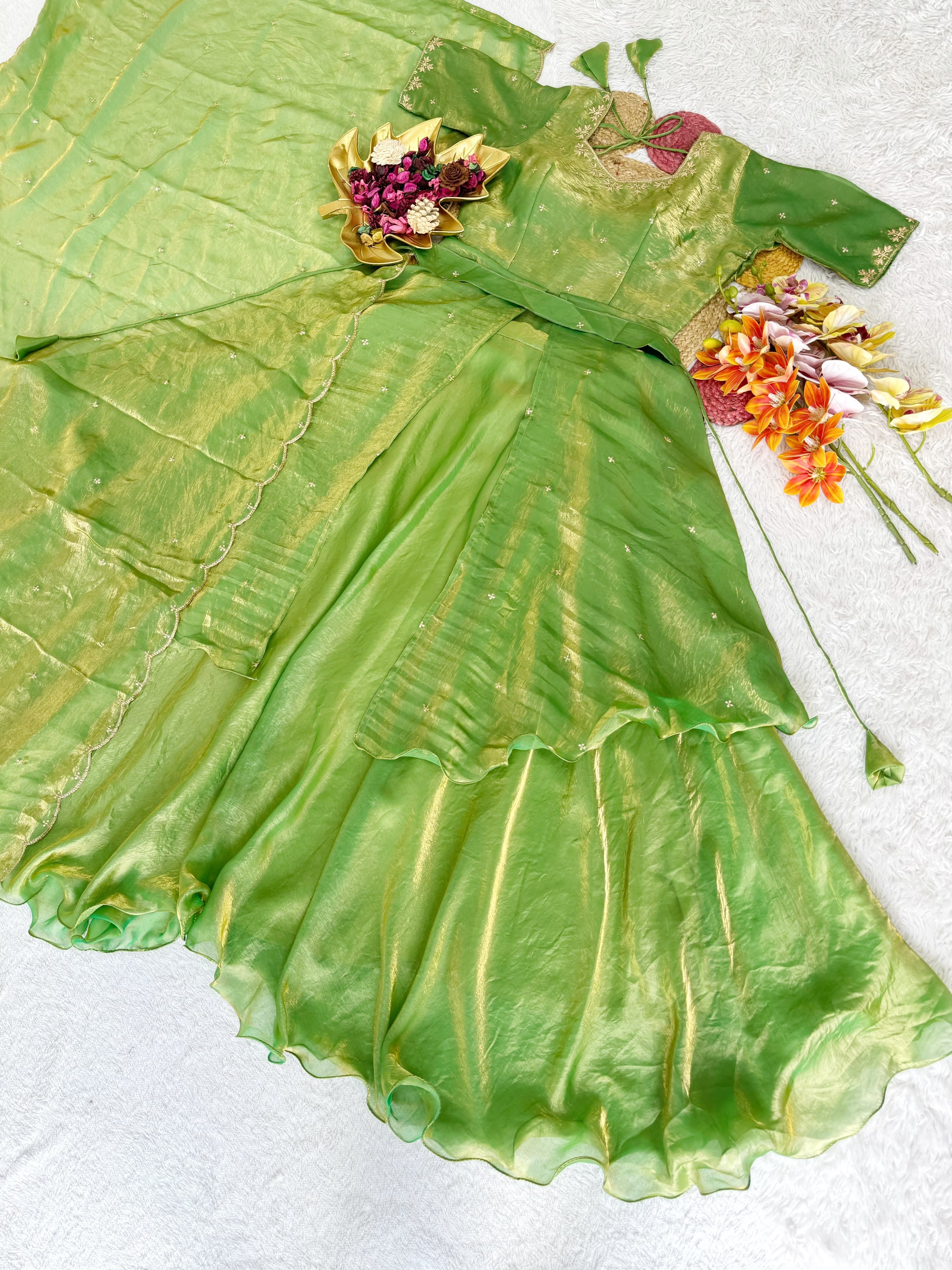 Beautiful Heavy Space Silk Lehenga Choli with Set Double Frill