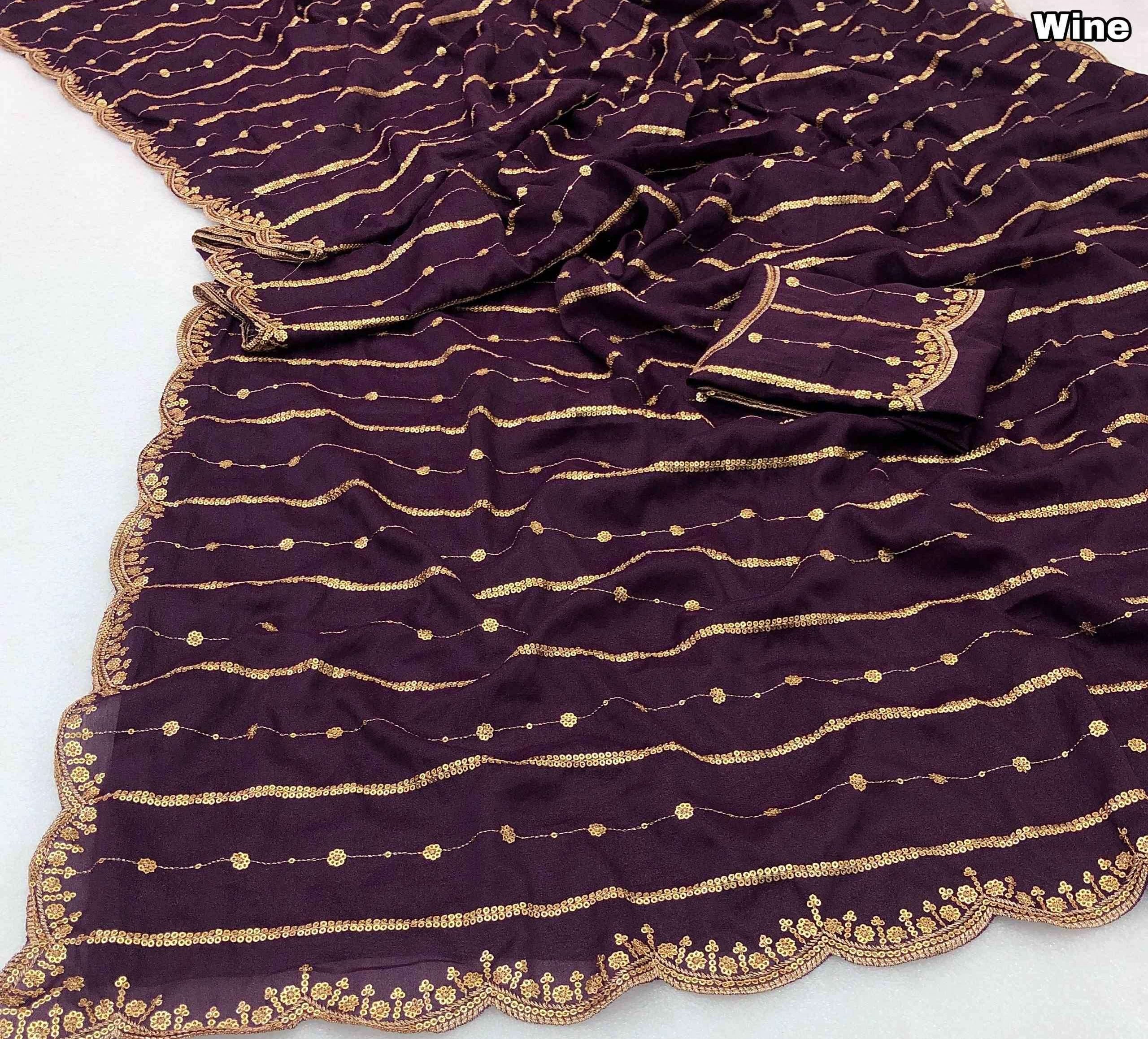 Trendy Georgette Sarees with Embroidery Sequence Work