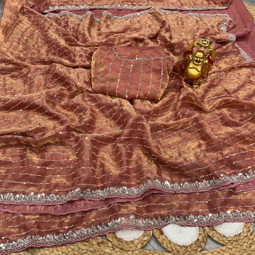 Luxurious Space Silk Saree with Beeds Handwork