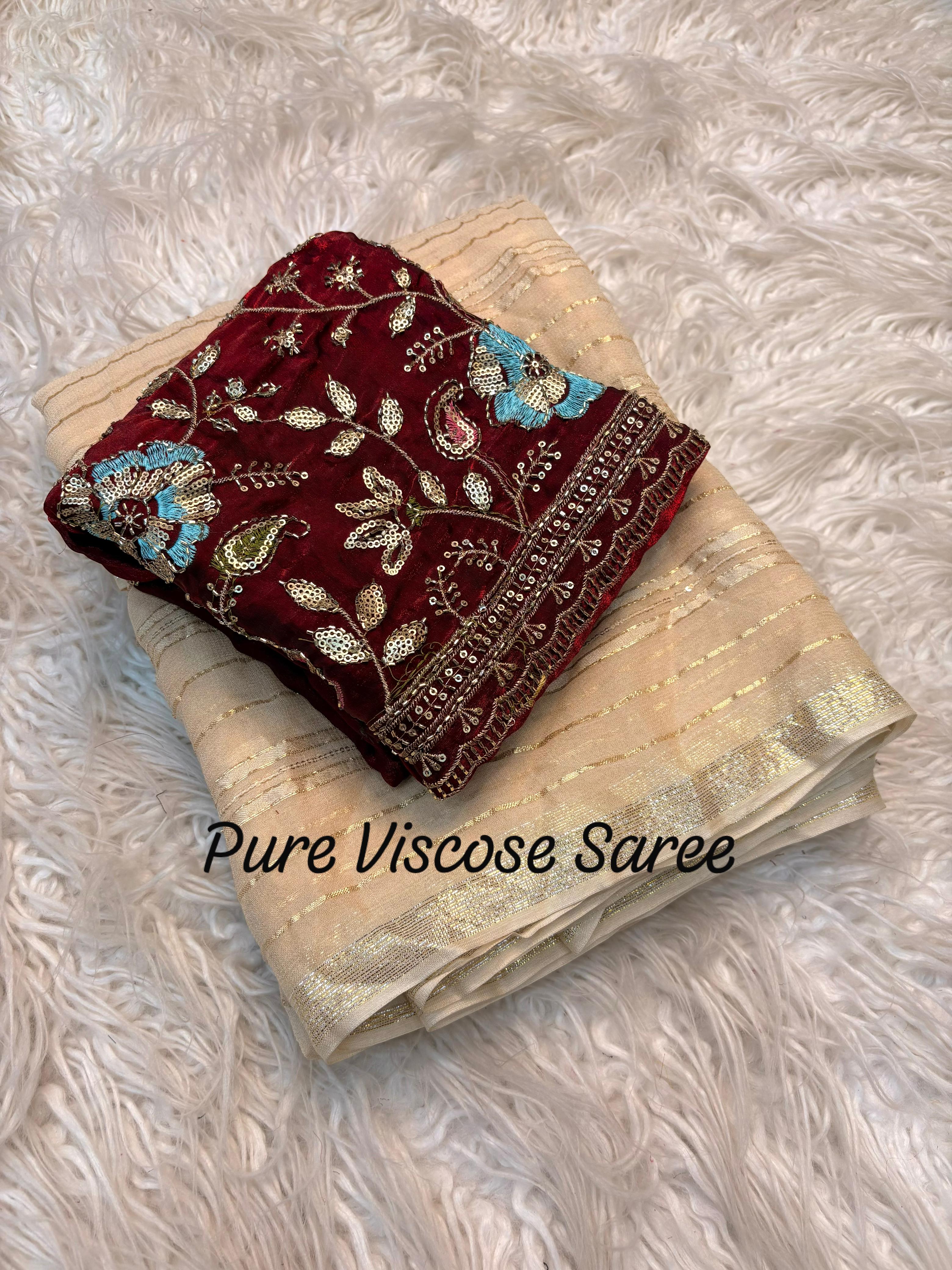 Pure Viscose Georgette Saree with Partywear Designer Blouse