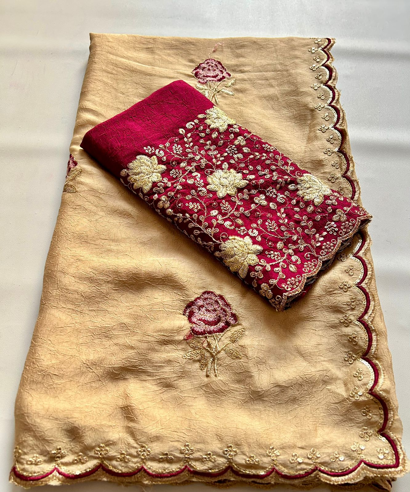 Designer Rangoli Crush Silk Saree