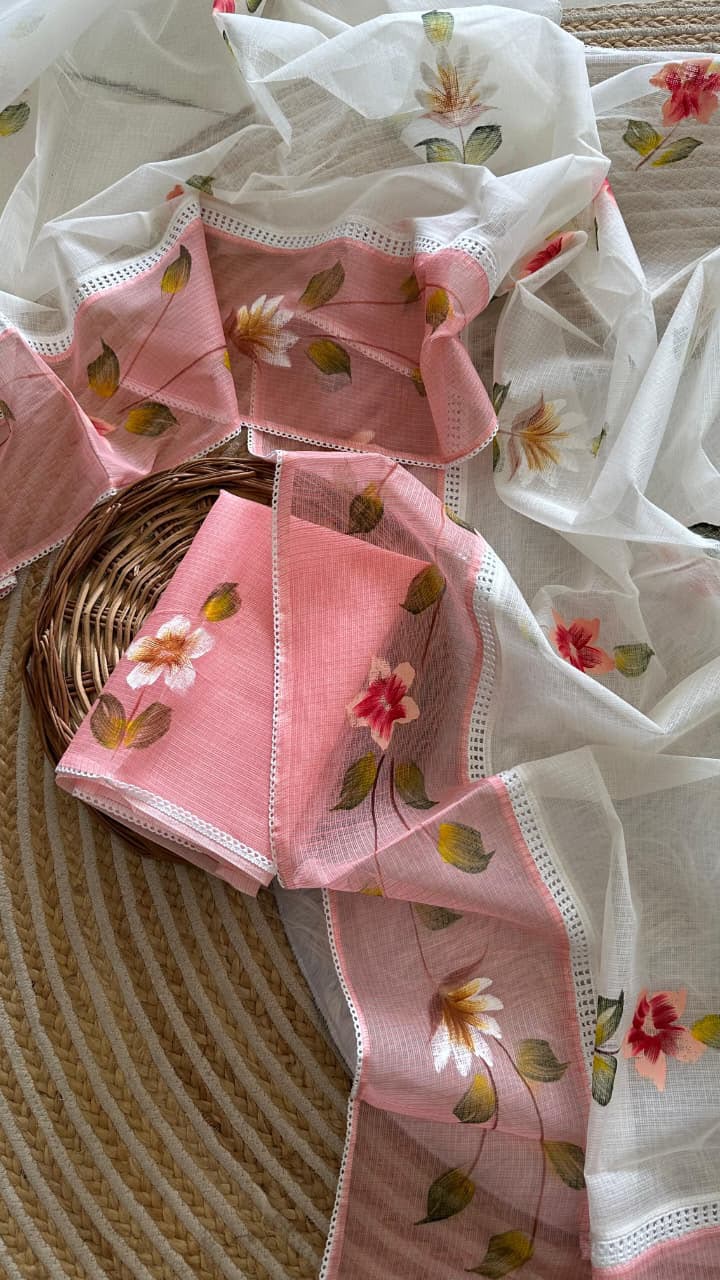 Pure kota hand-painted sarees