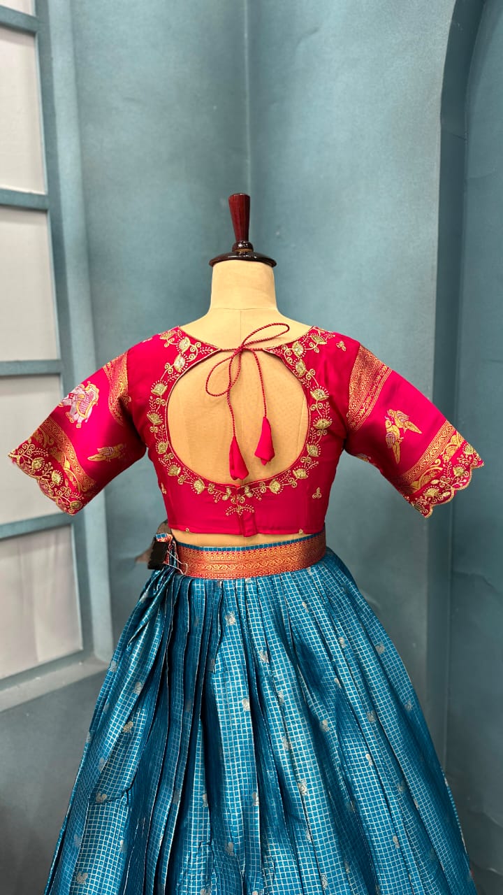 Designer Premium Fully Stitched Kanjivaram Silk Lehanga