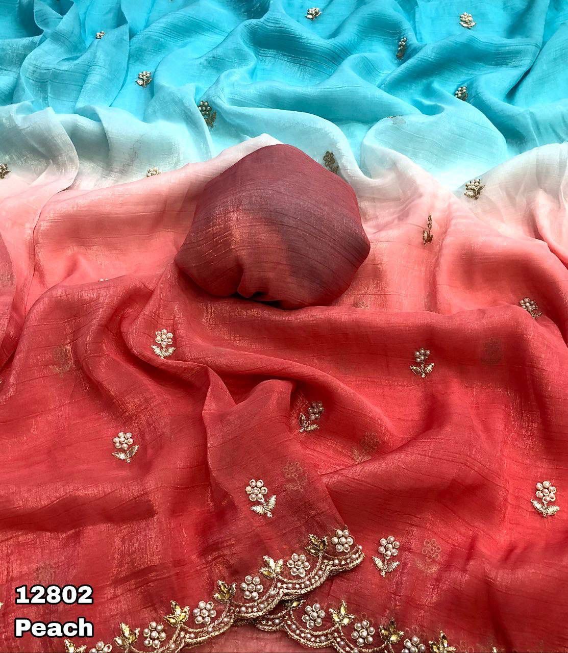 Crunchy Pastel Shaded Crush Sarees