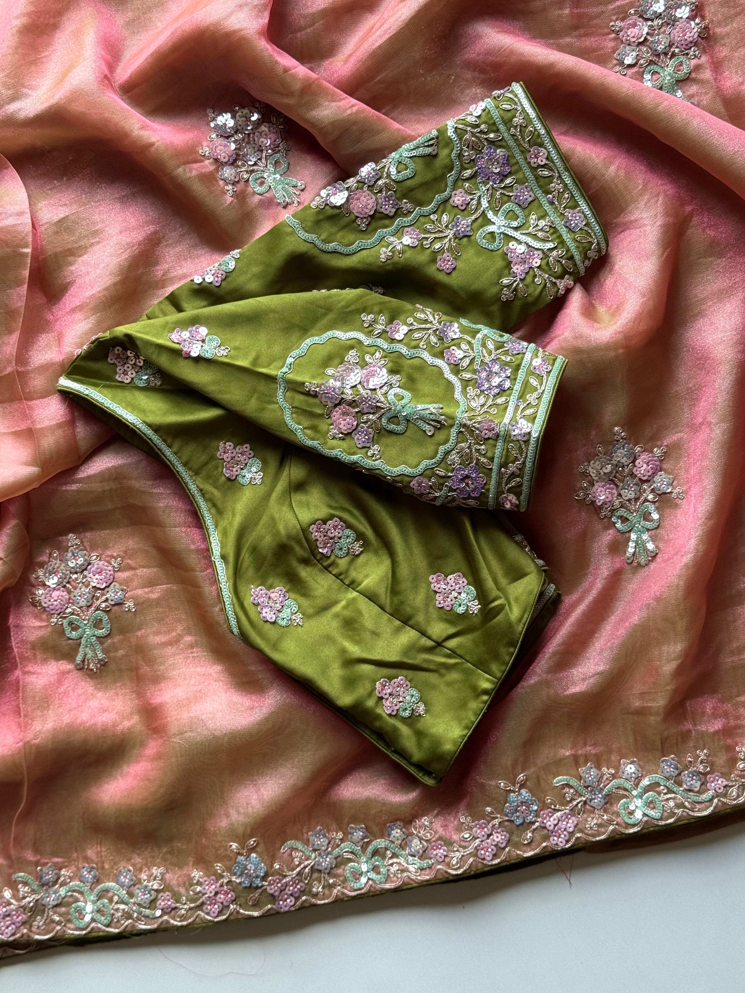 Premium Tissue Silk Saree with Stitched Blouse