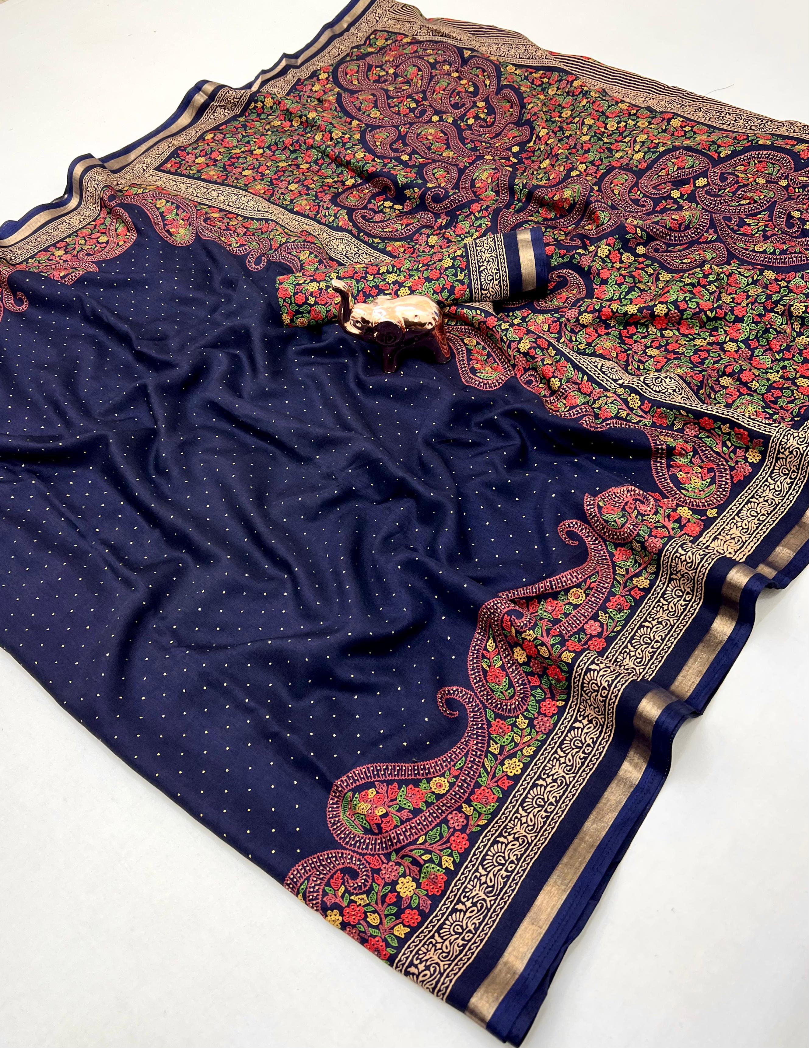 Pure Soft Tusser Saree with kashmiri motifs