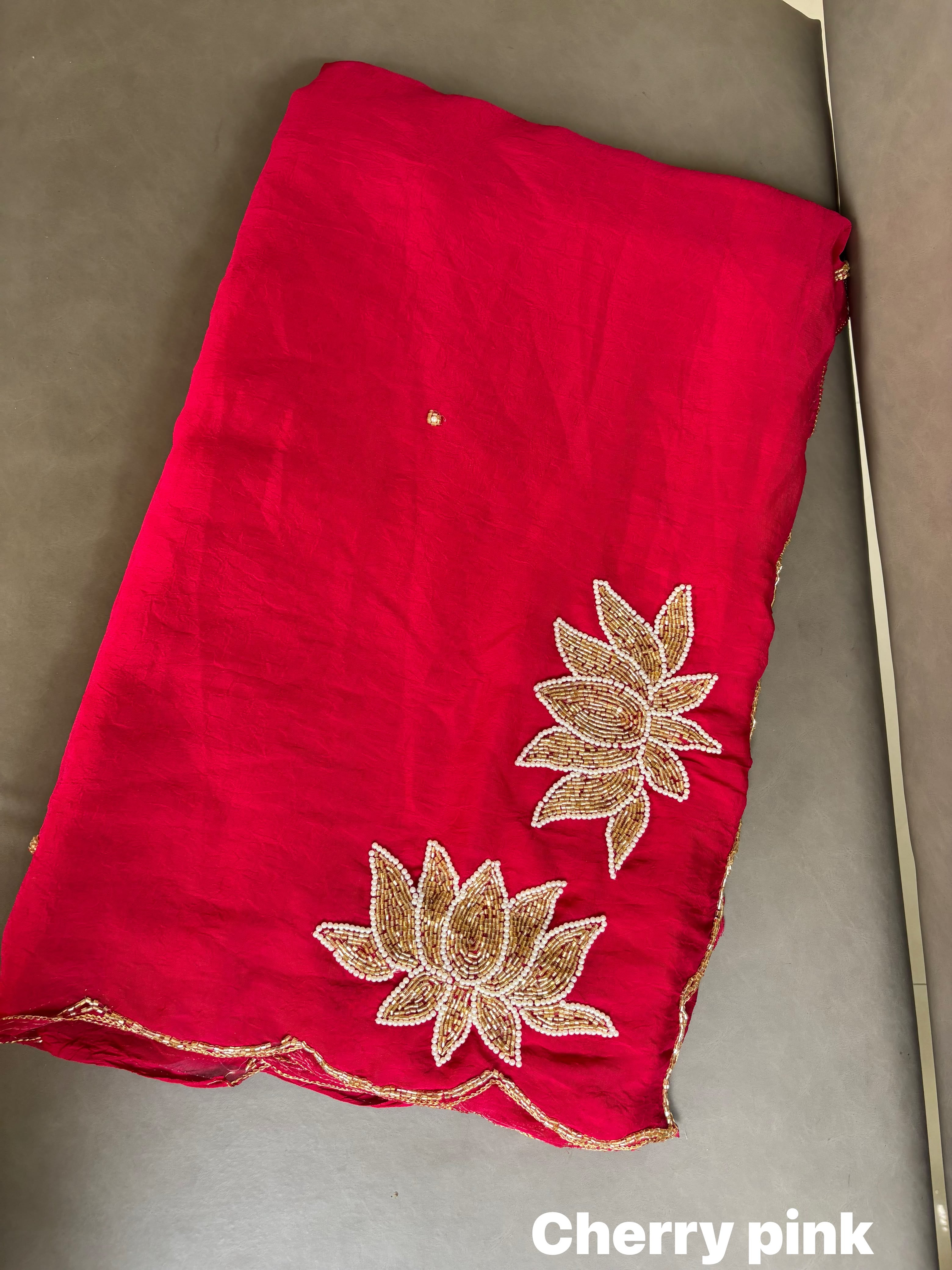 Soft Rangoli Crush Sarees with Handwork