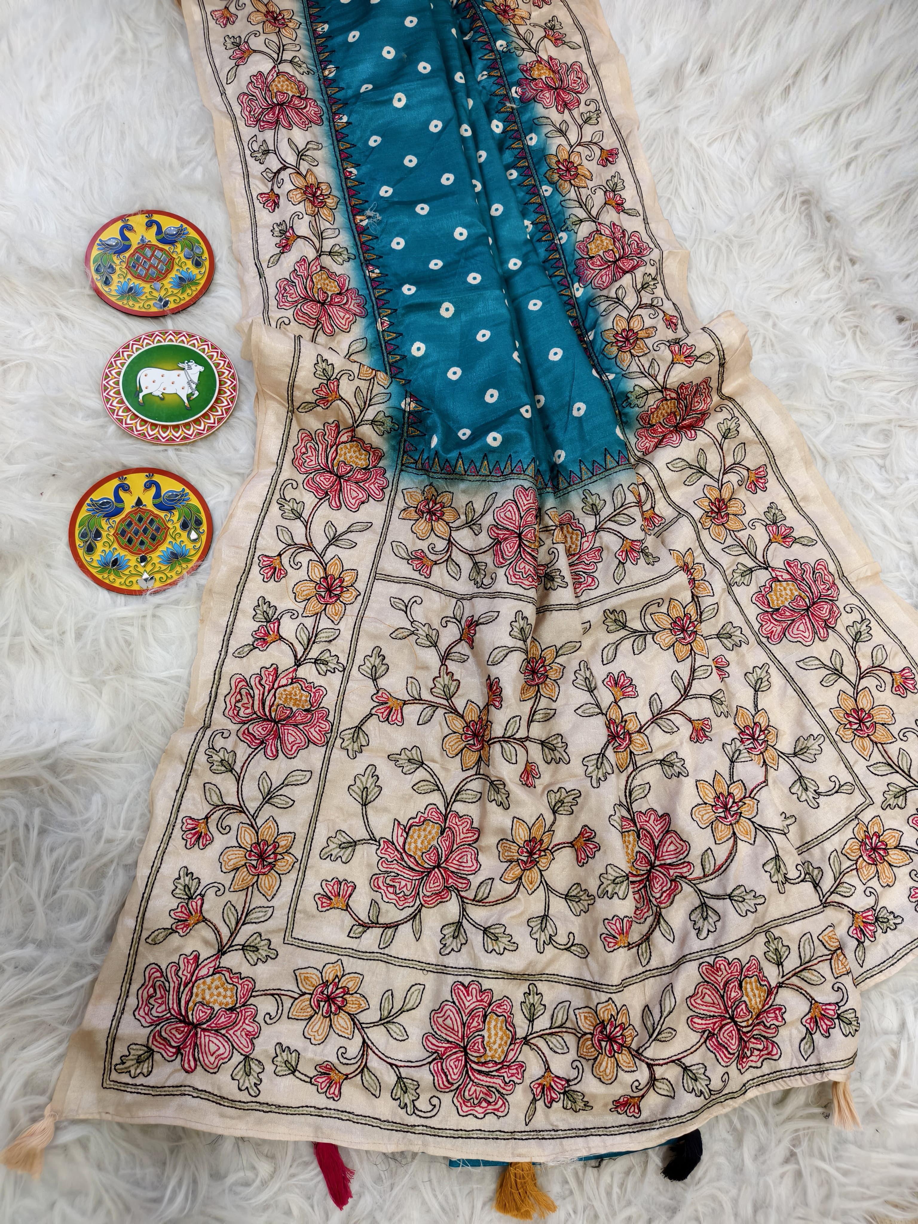 Pure tussar Bandhini saree