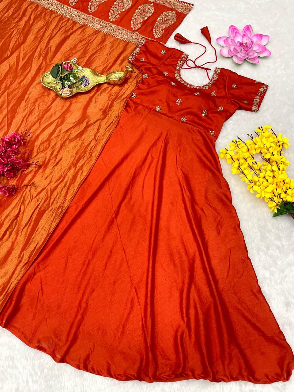 Trending Big Boss Tanuja Style Maggam Work Gown