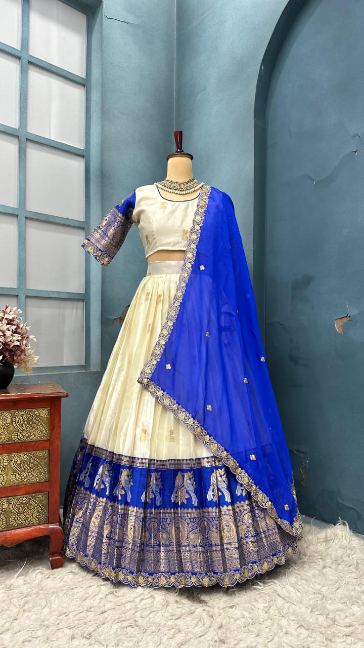 Exclusive Designer Premium Quality Pure Kanjivaram silk full stiched Lehenga