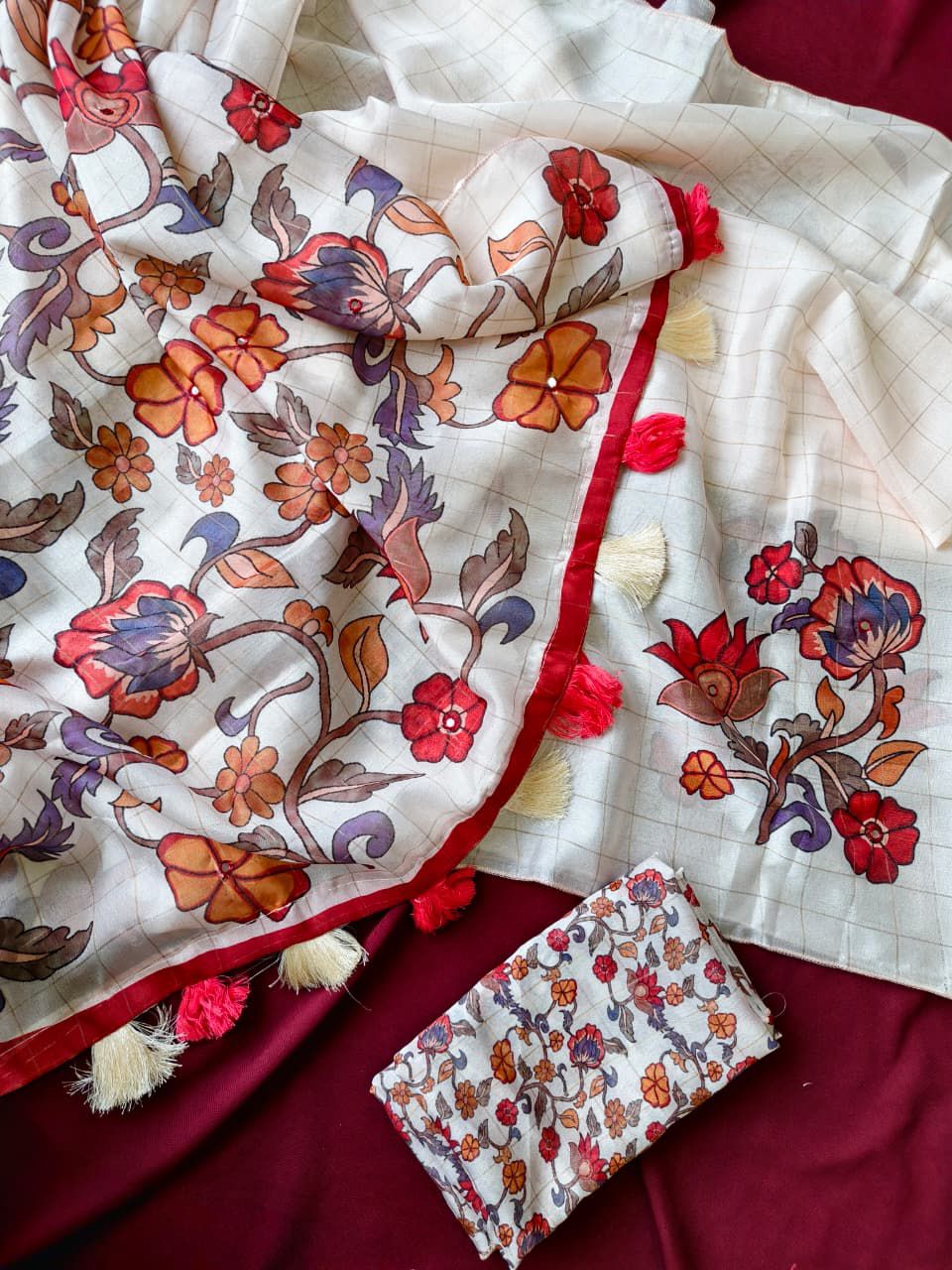 Kalamkari Jute Crape Sarees