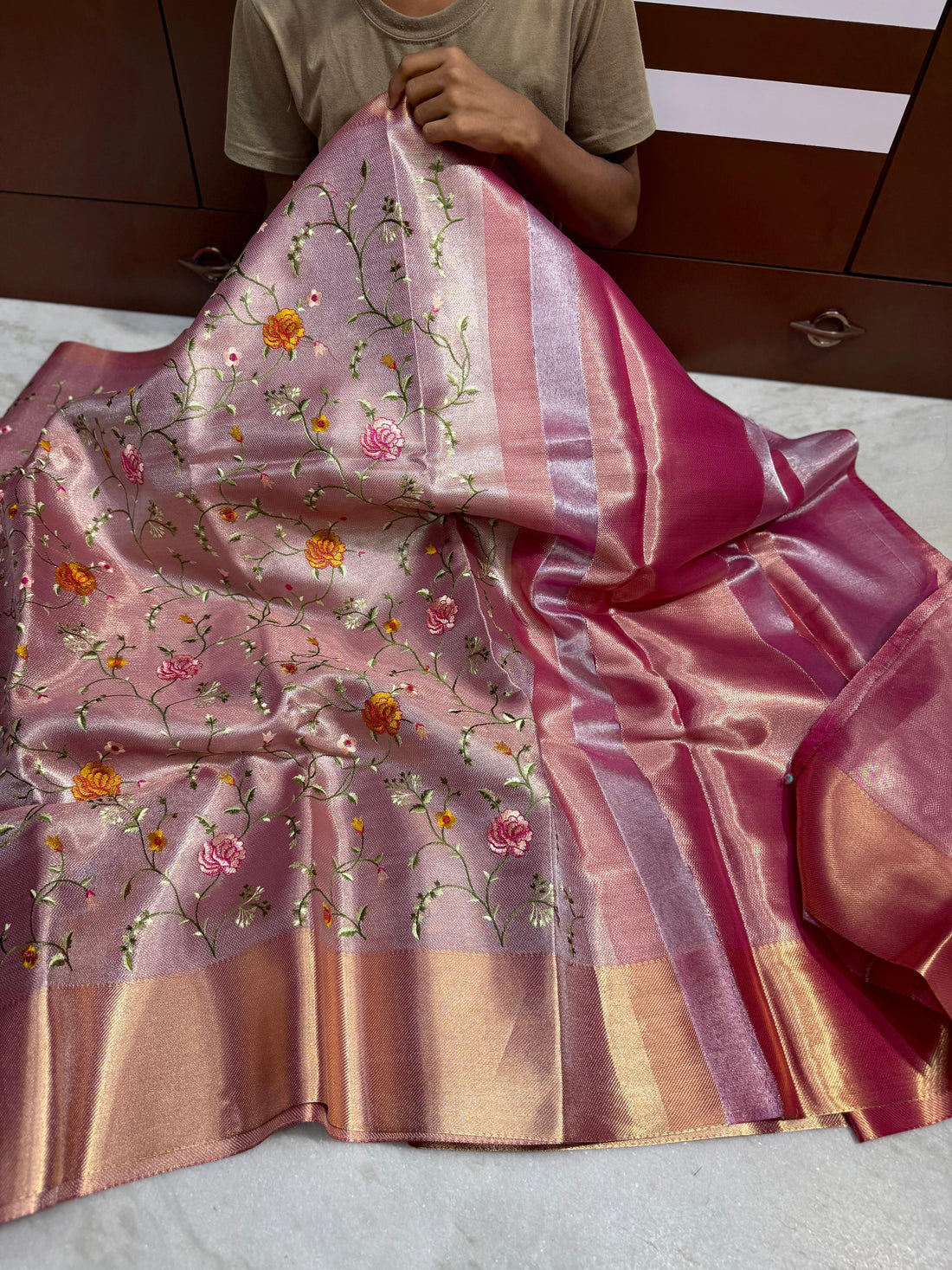 Beautiful Banarasi Tissue Saree with embroidery