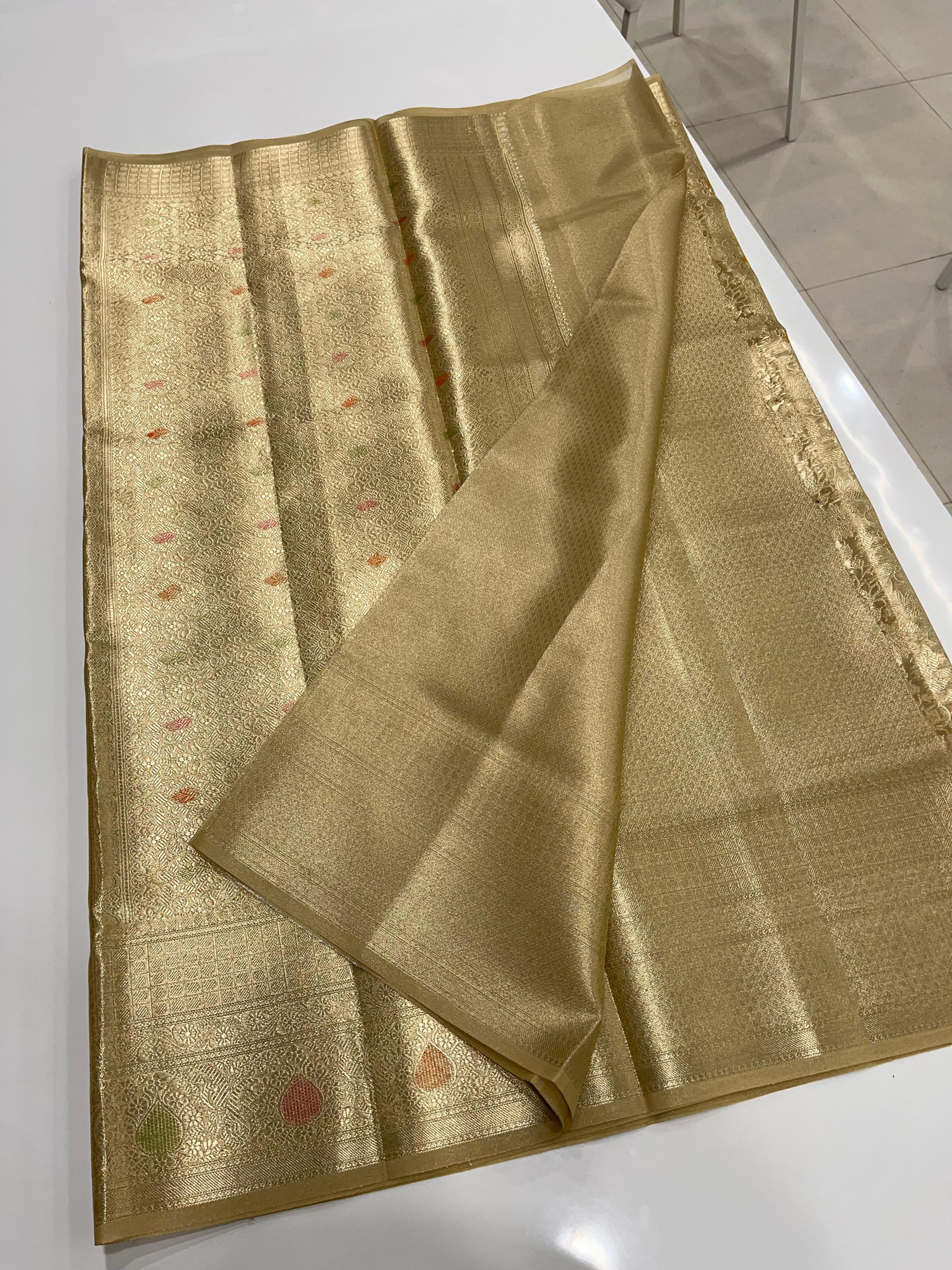 Light Weight Full Golden Tissue Silk Saree