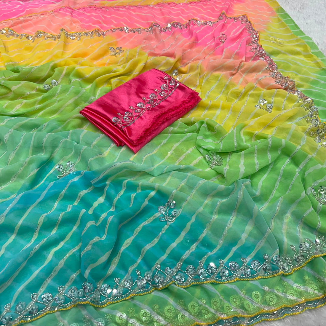 Georgette Bandini Designer Saree