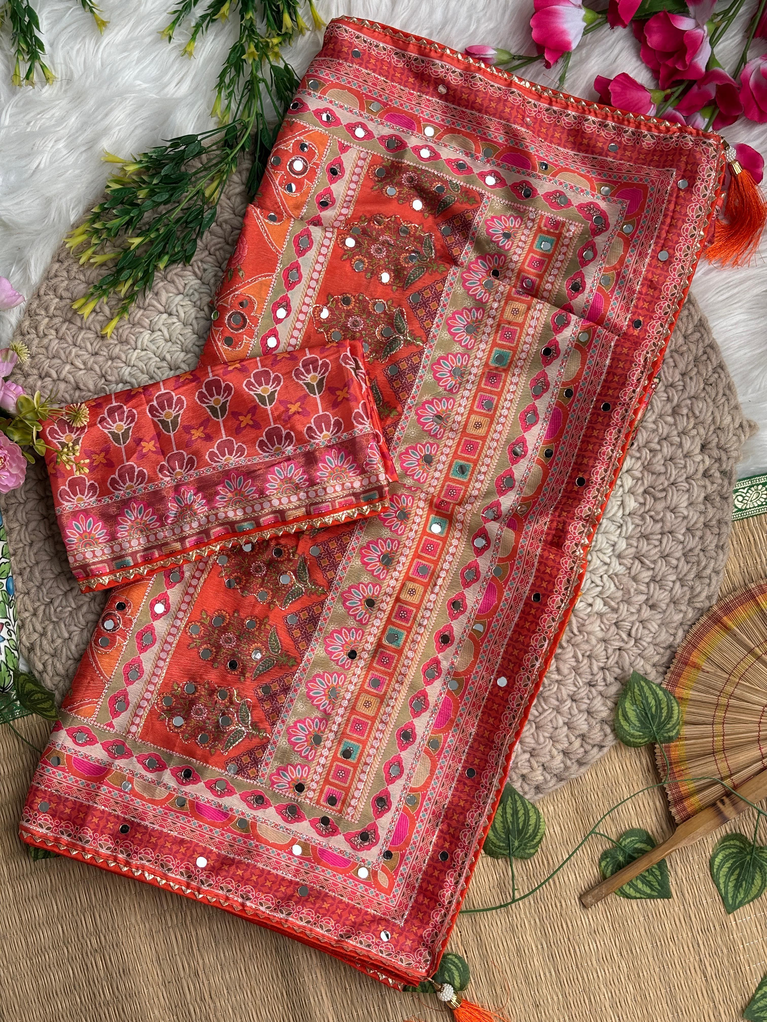 Elegant Rich look Soft Chinon Silk Sarees