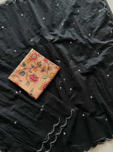 Soft Chanderi Saree with Beautiful handtouch mirror cover with thread work