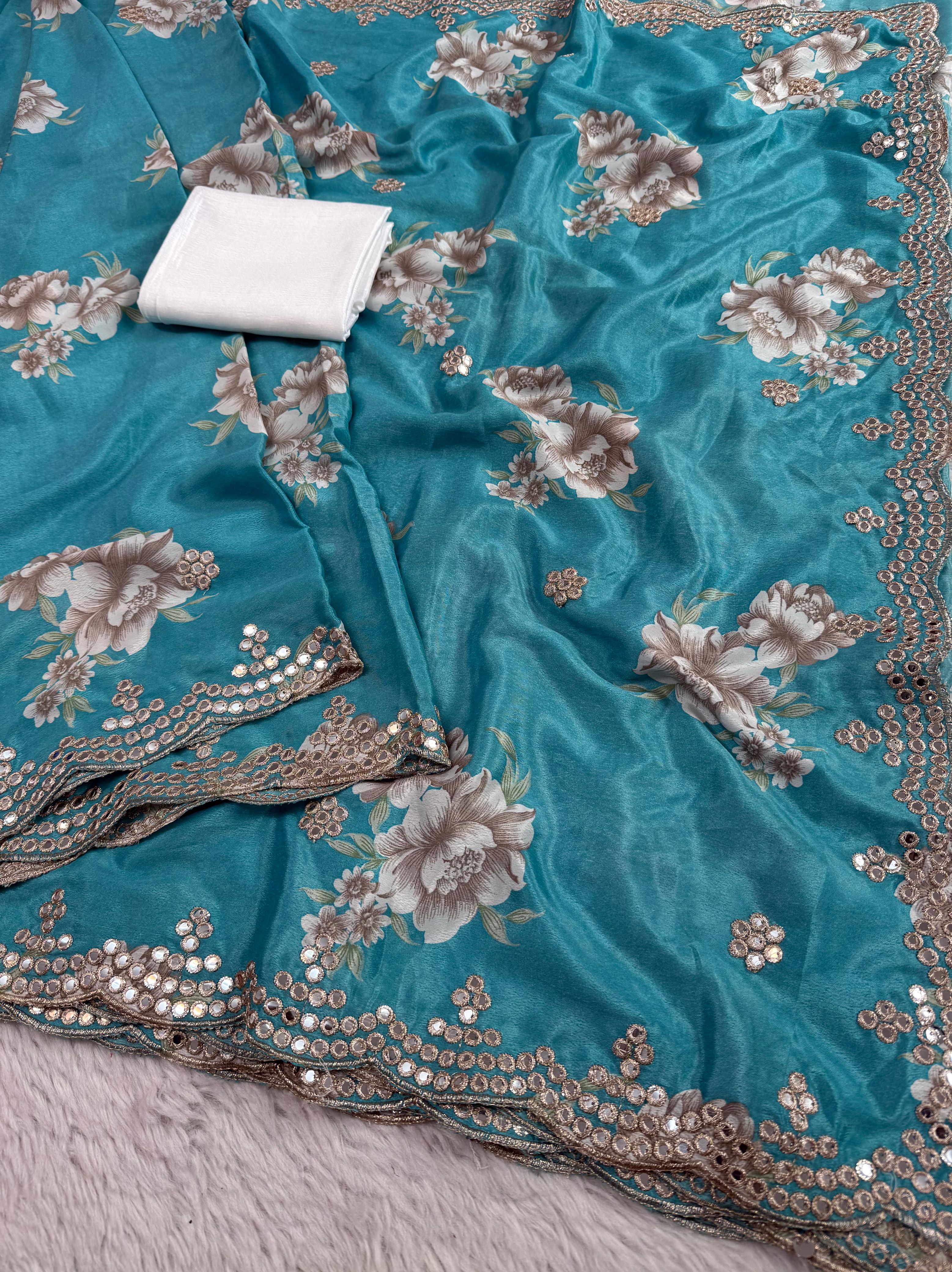 Premium Dusty Shades Chinon Silk Sarees