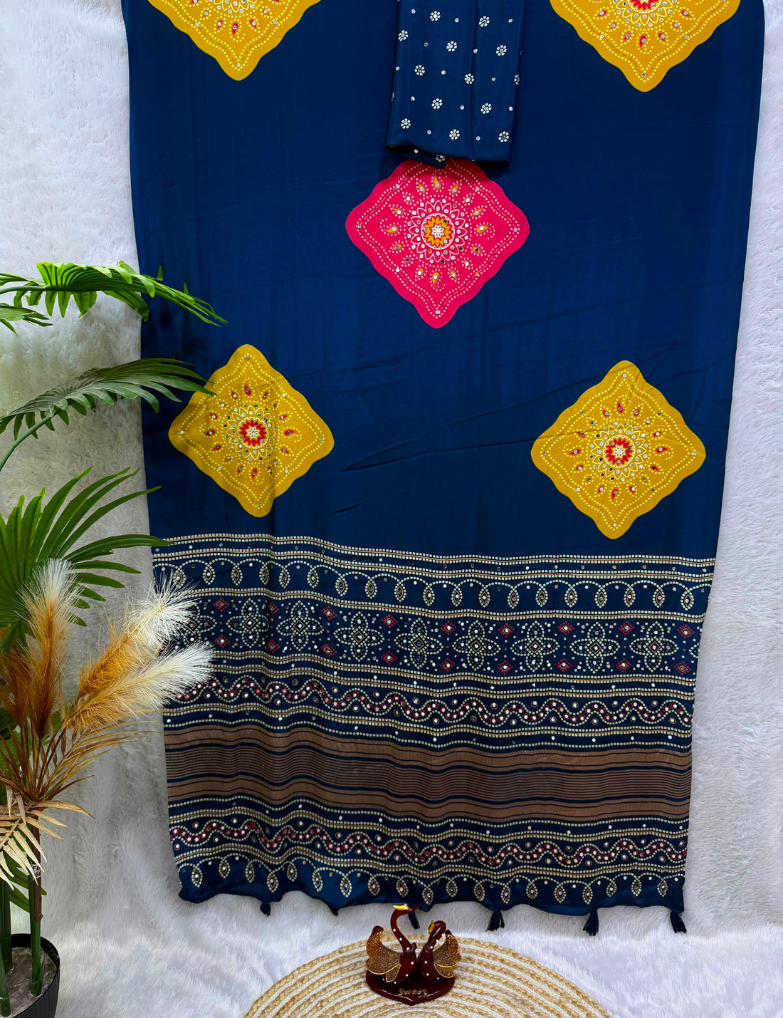 Ajrakh Mirror Work Sarees
