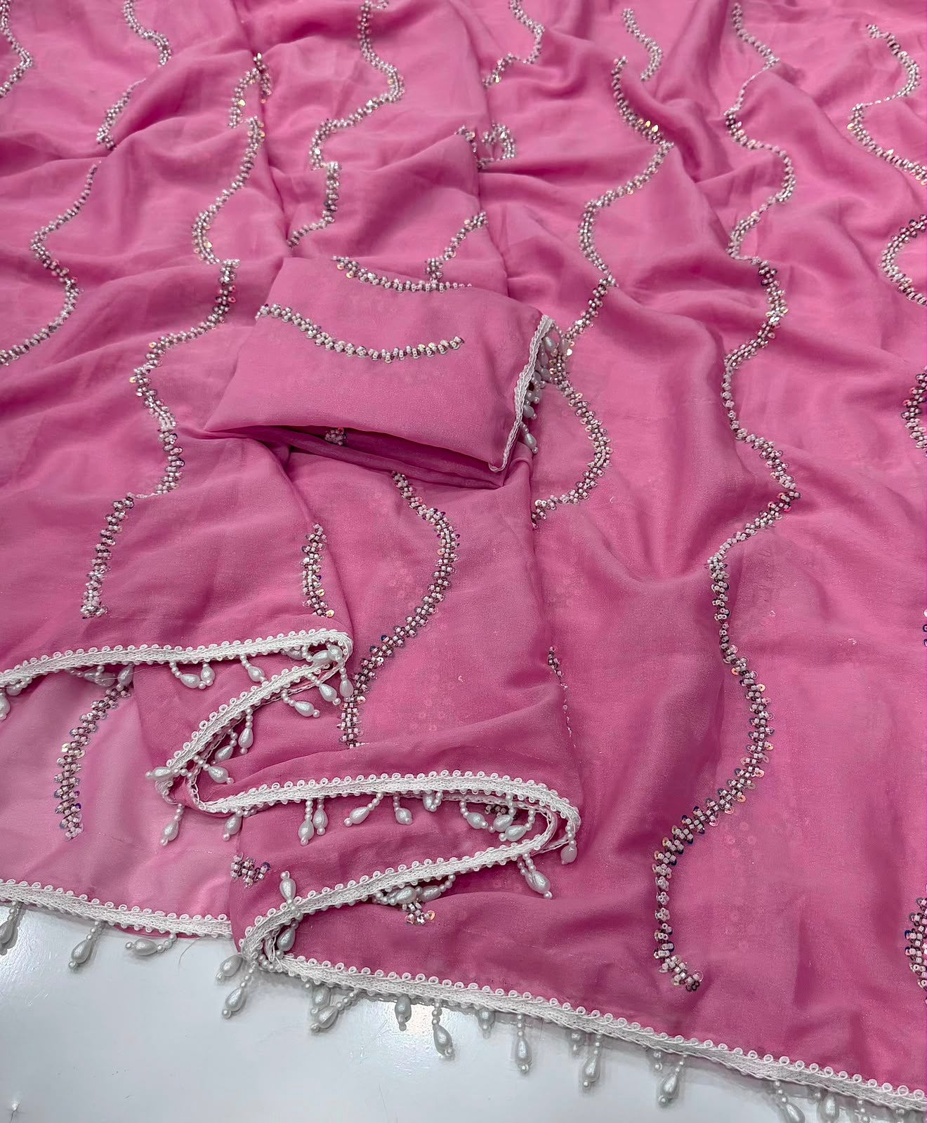 Georgette maggam work sarees