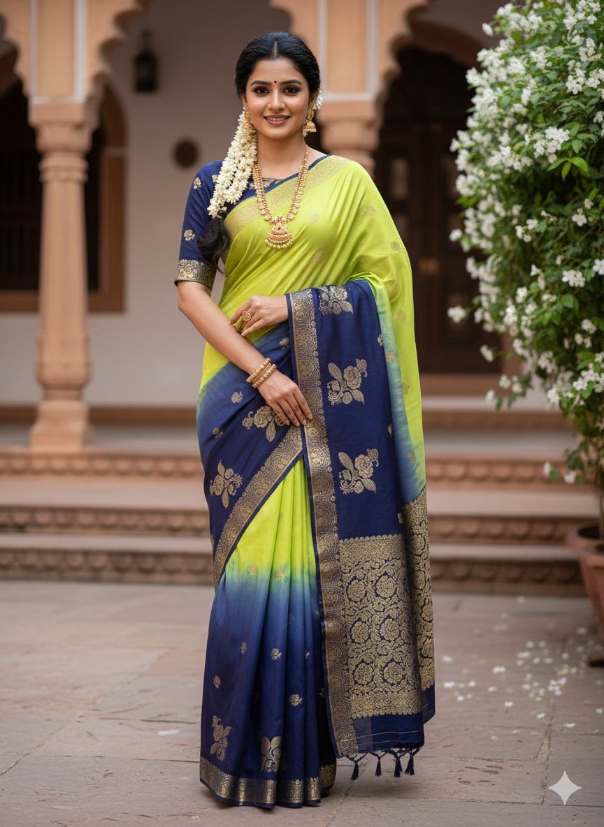 Muslin Silk Dual Shaded Sarees