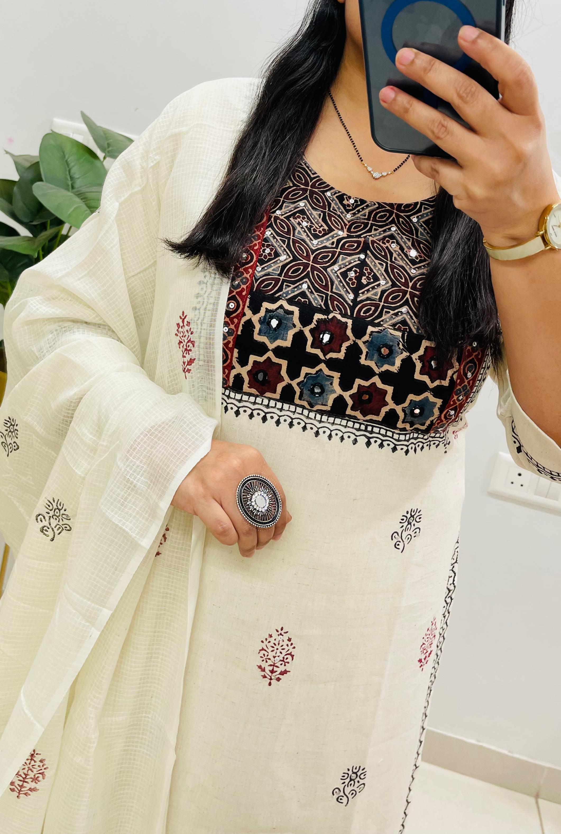 Designer Applique Working kurti Set