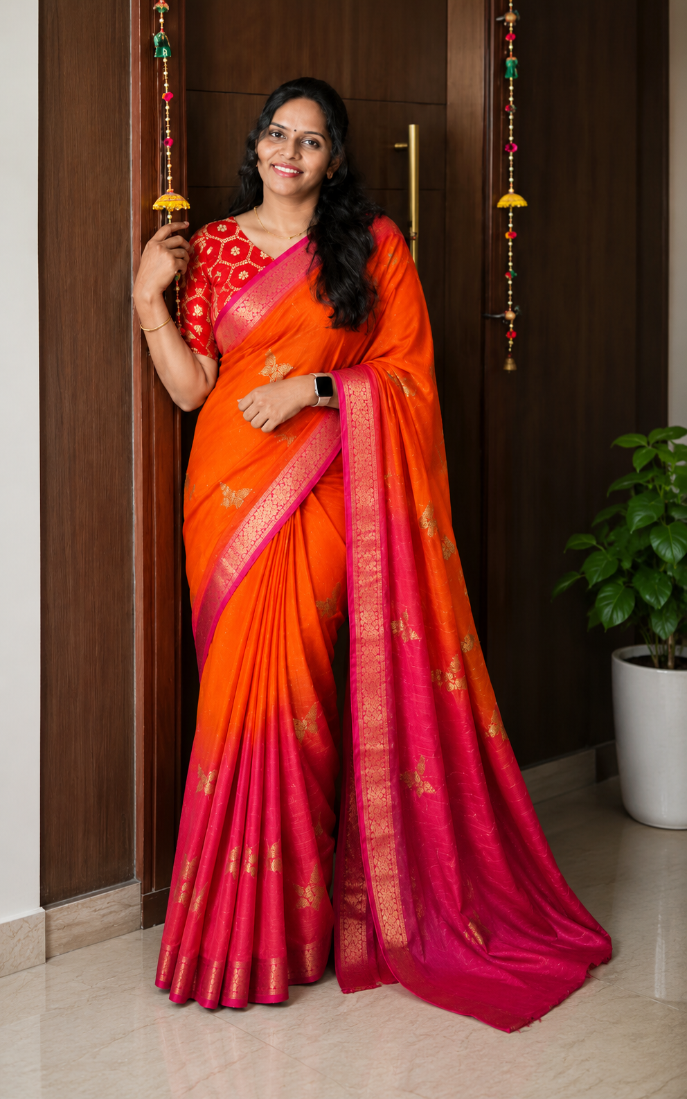 Pure Viscose Georgette saree with beads work