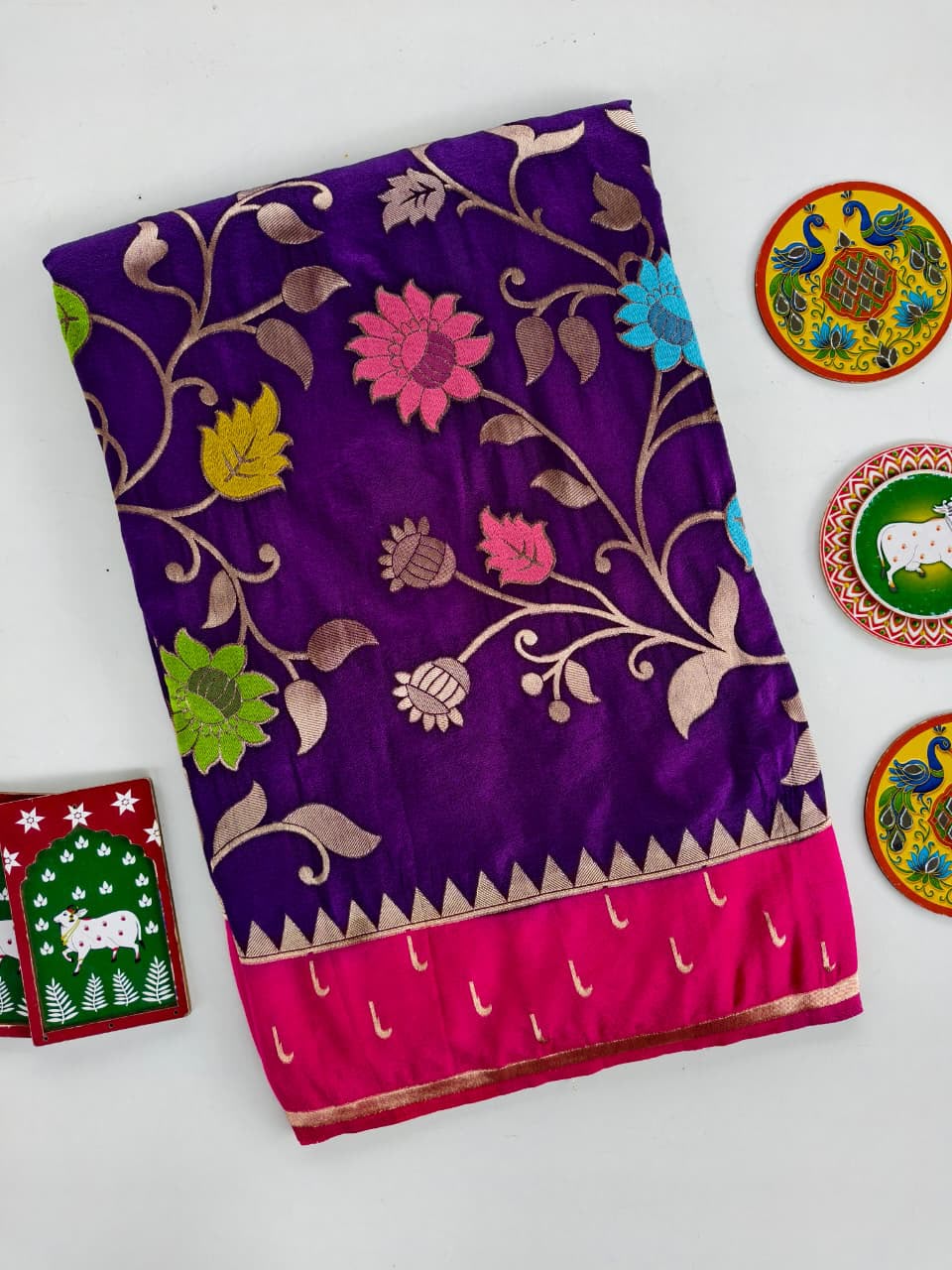 Viscose meenakari sarees