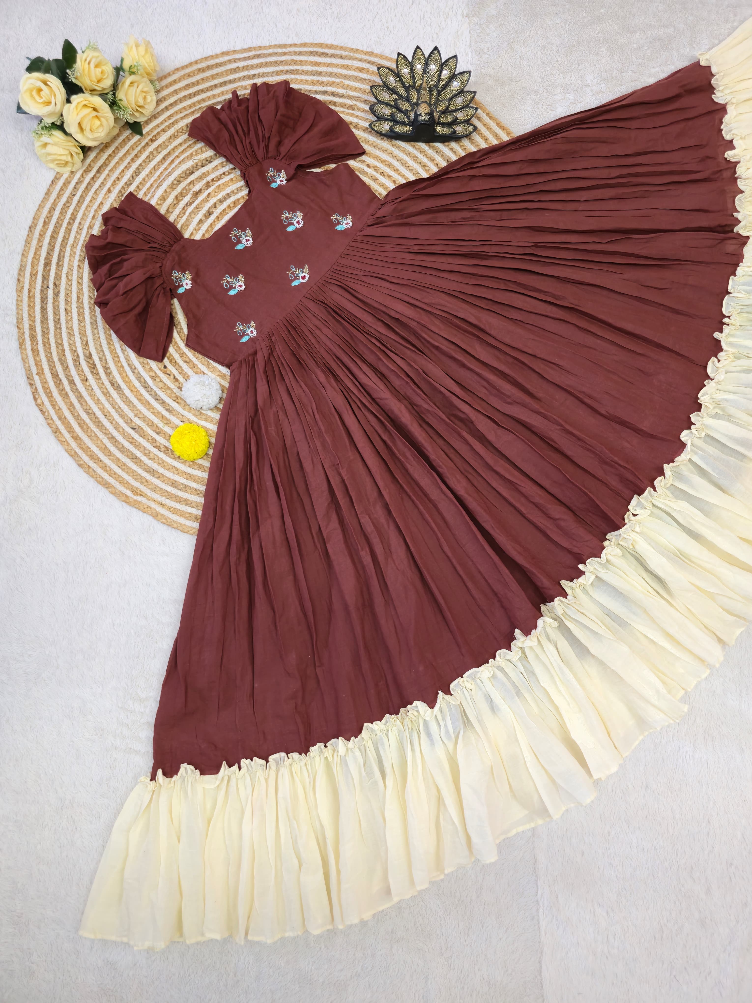 Designer Soft Cotton with Maggam work Gown Dress