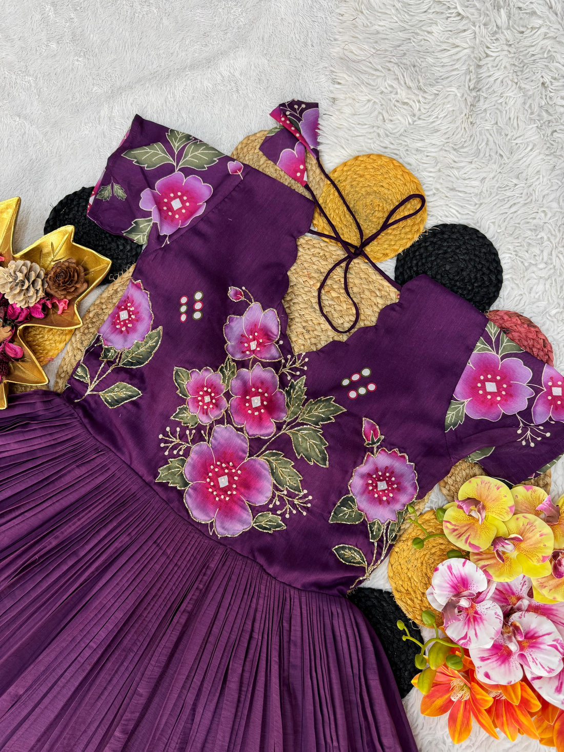 Mul Mul Cotton Maggam Work Dress