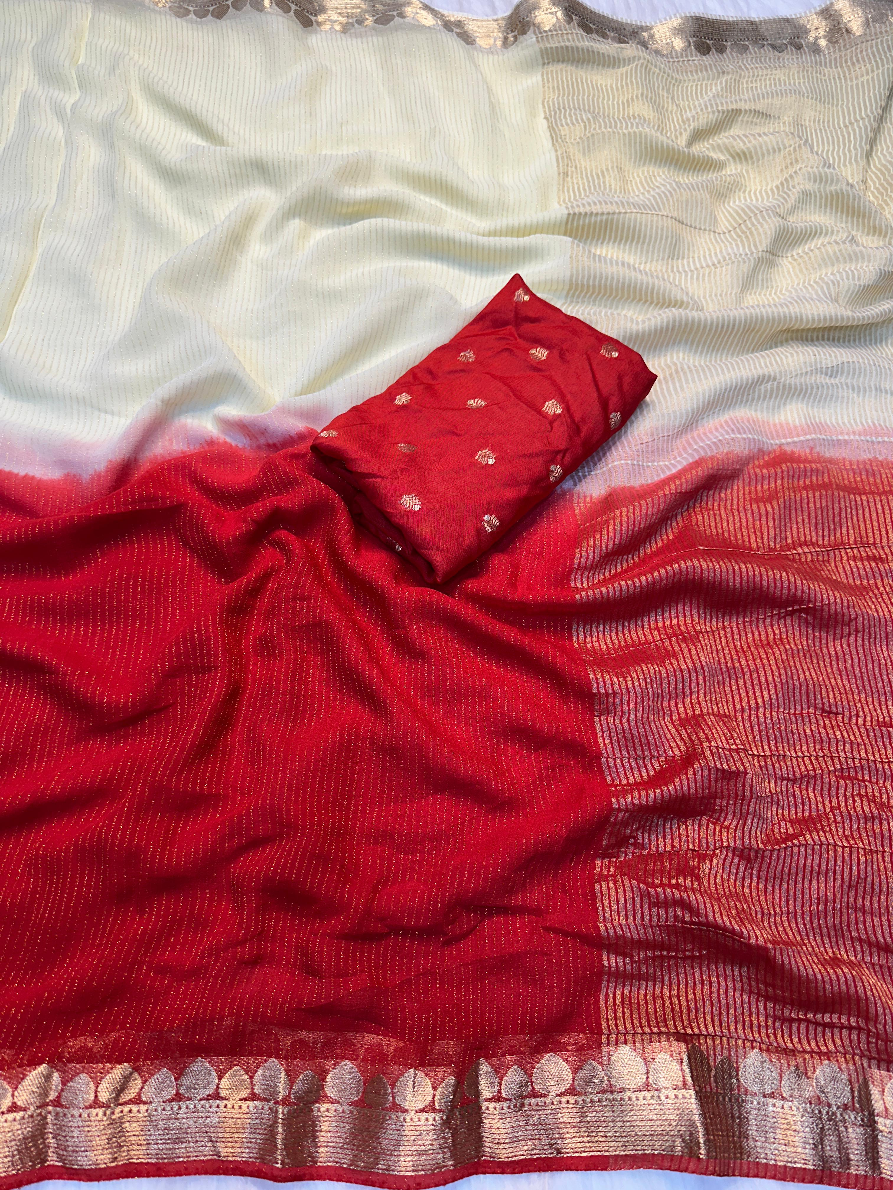 Pure Soft Viscose Weaving Jacquard Sarees with matching blouse