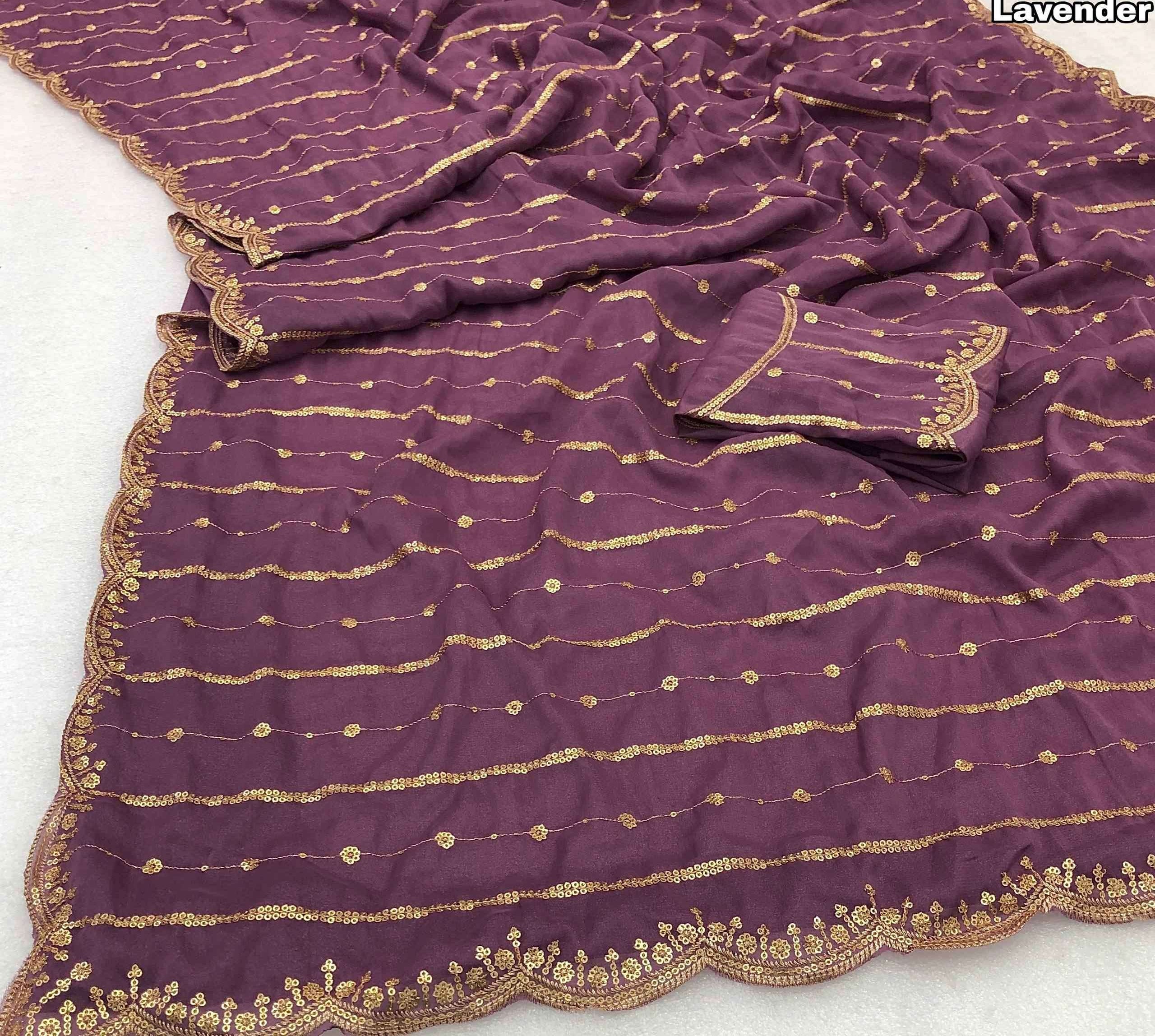 Trendy Georgette Sarees with Embroidery Sequence Work