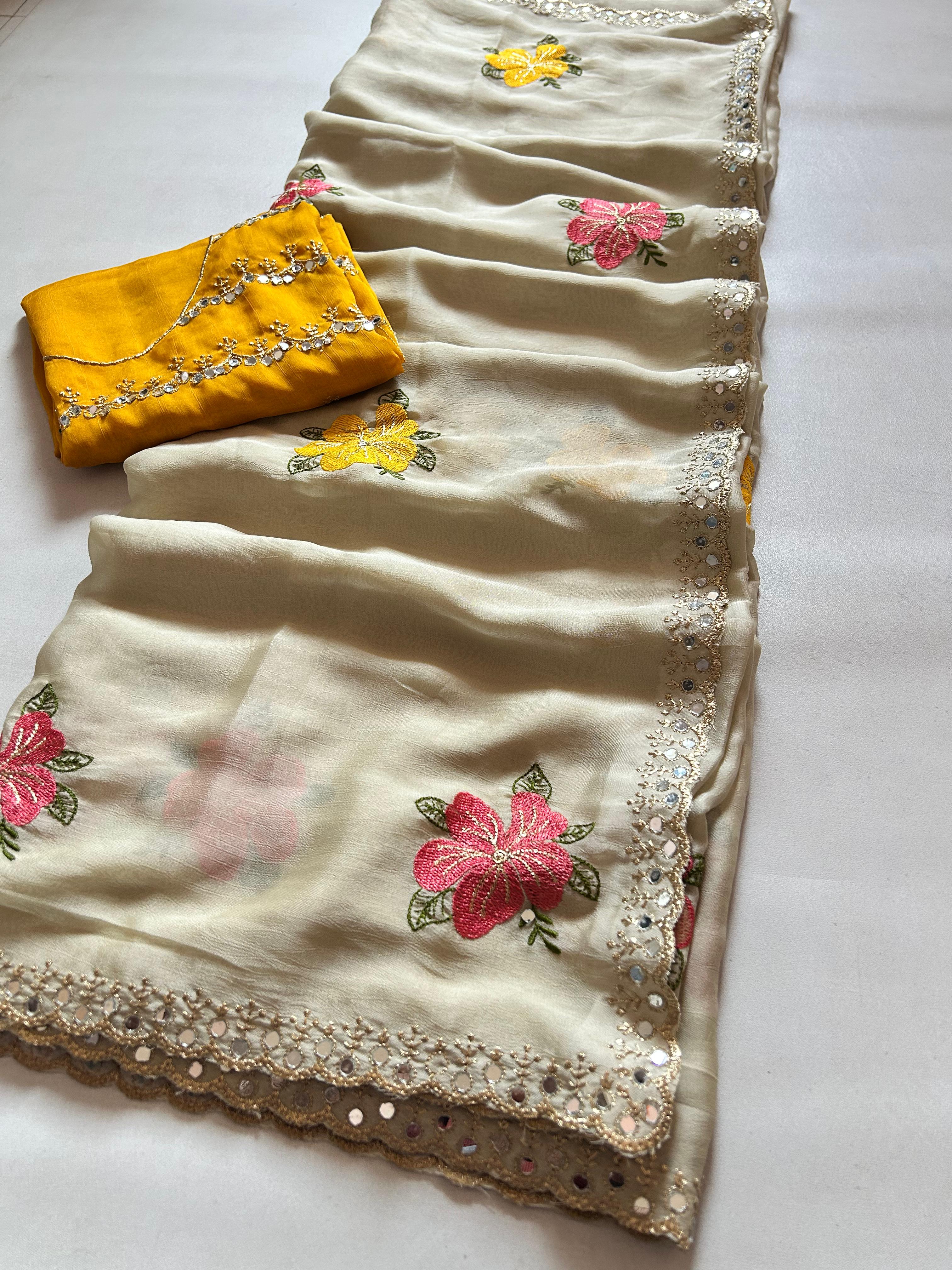 Soft Rangoli Silk with Embroidery Work