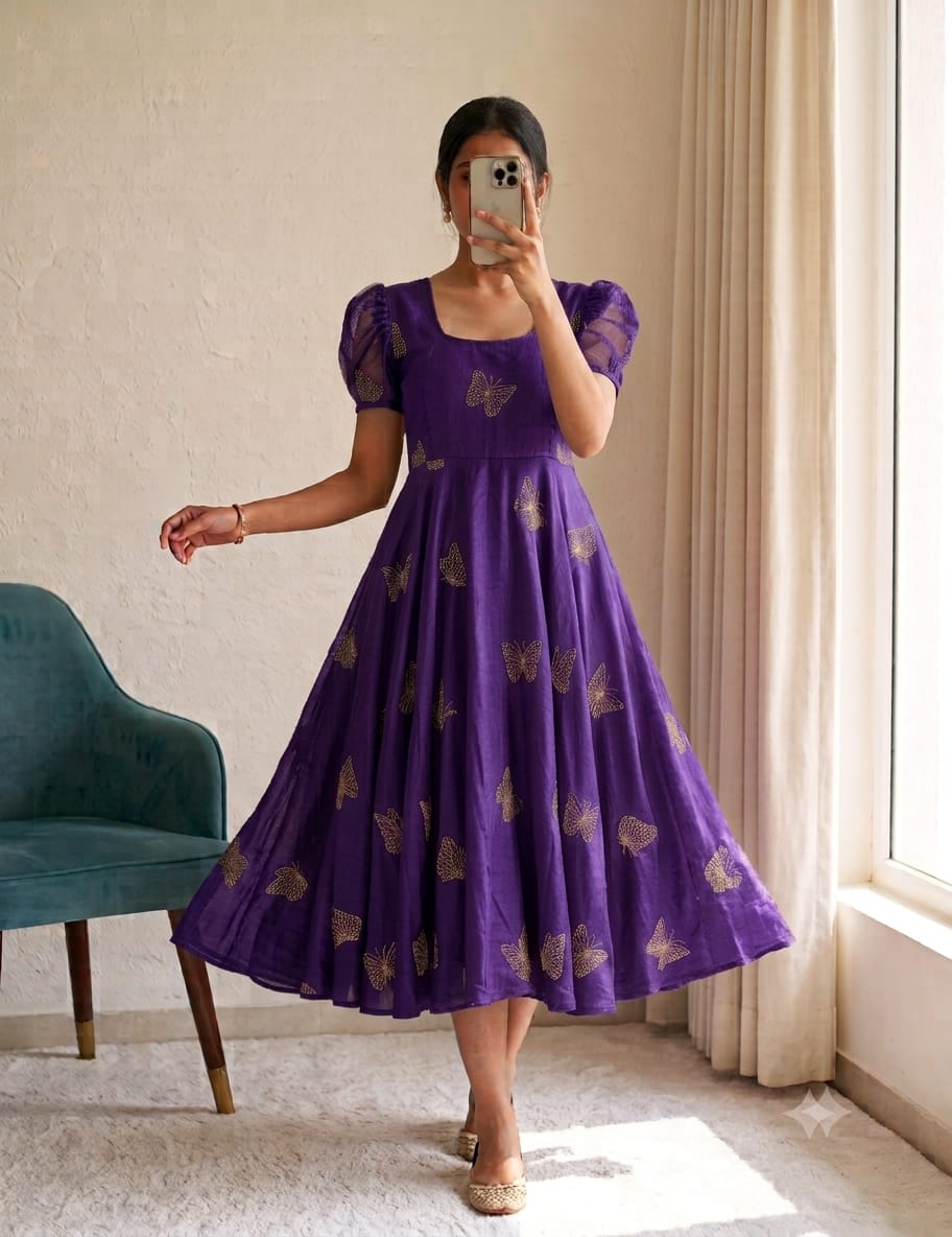 Beautiful Butterfly Designer Beats Sequance Work Dress