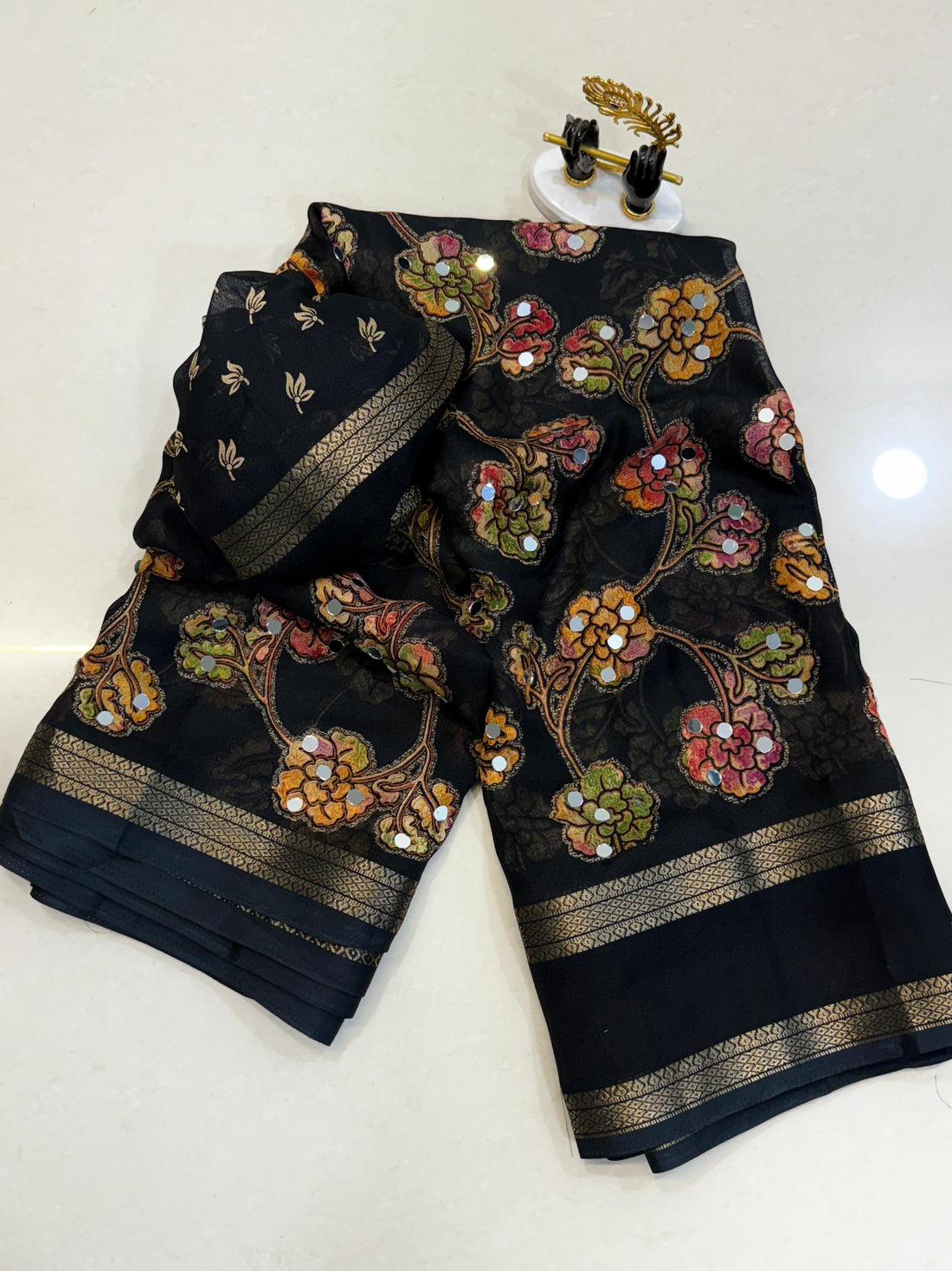 Premium Georgette Sarees with Mirror Work