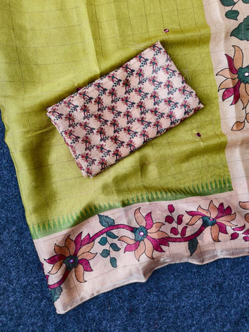 Kalamkari Jute Crape Sarees