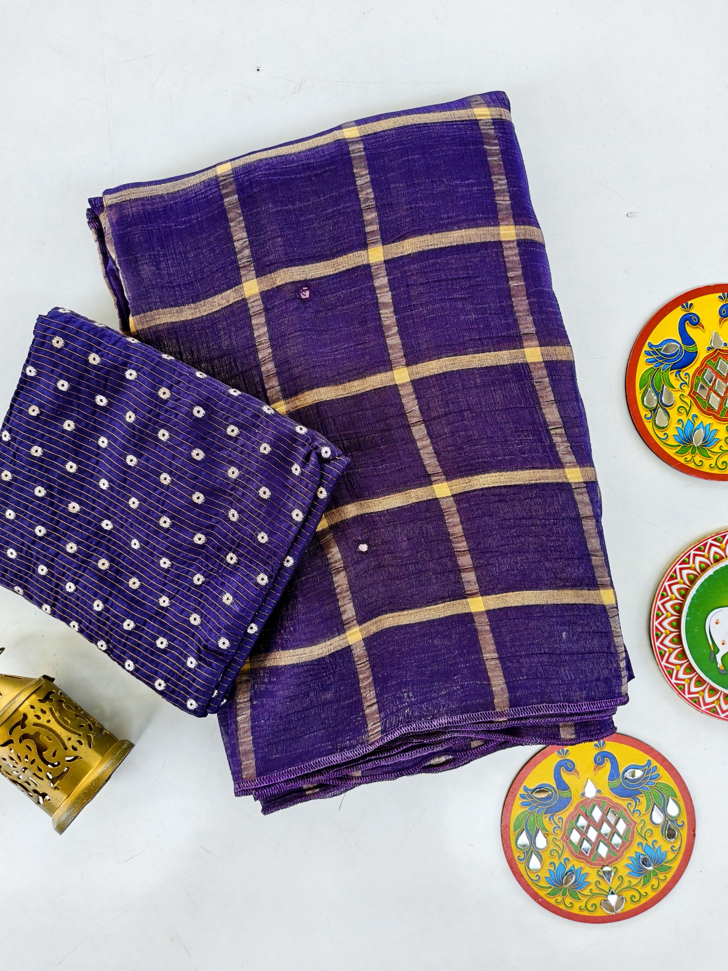 Pure chiffon chex saree
