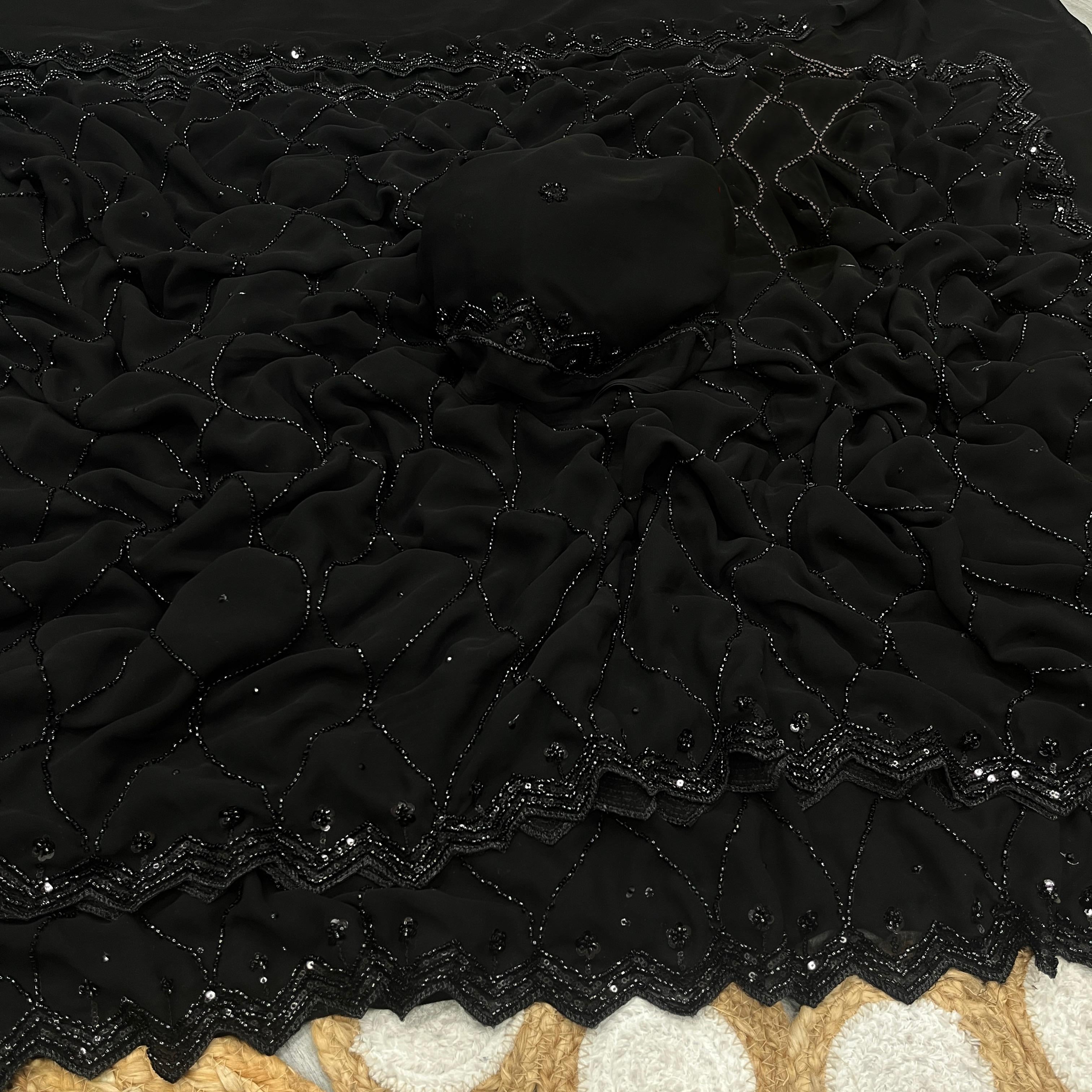 Cocktail Party Sarees with Original Beads Work