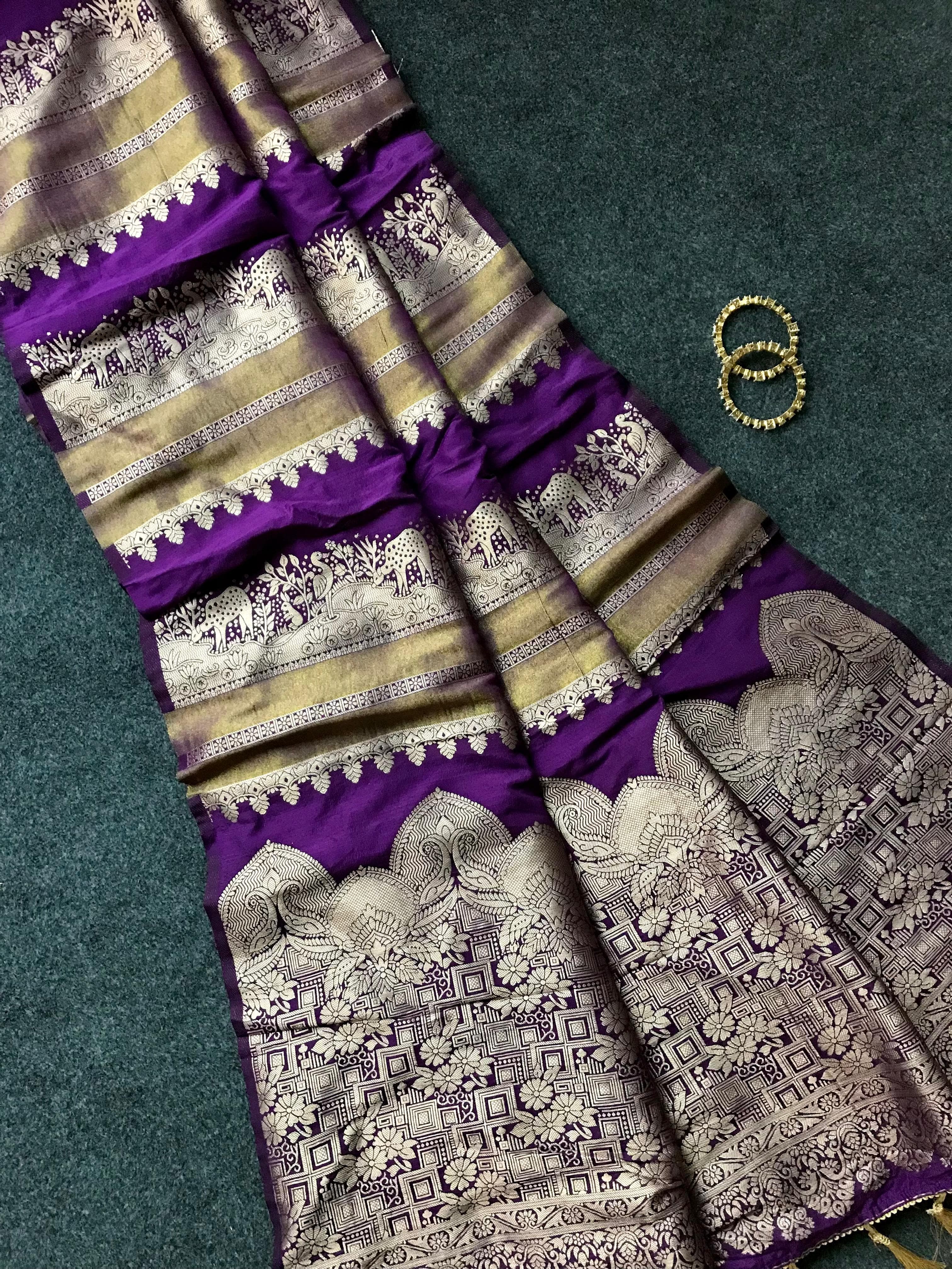 Premium Soft Banarasi Crepe Tissue Silk Sarees