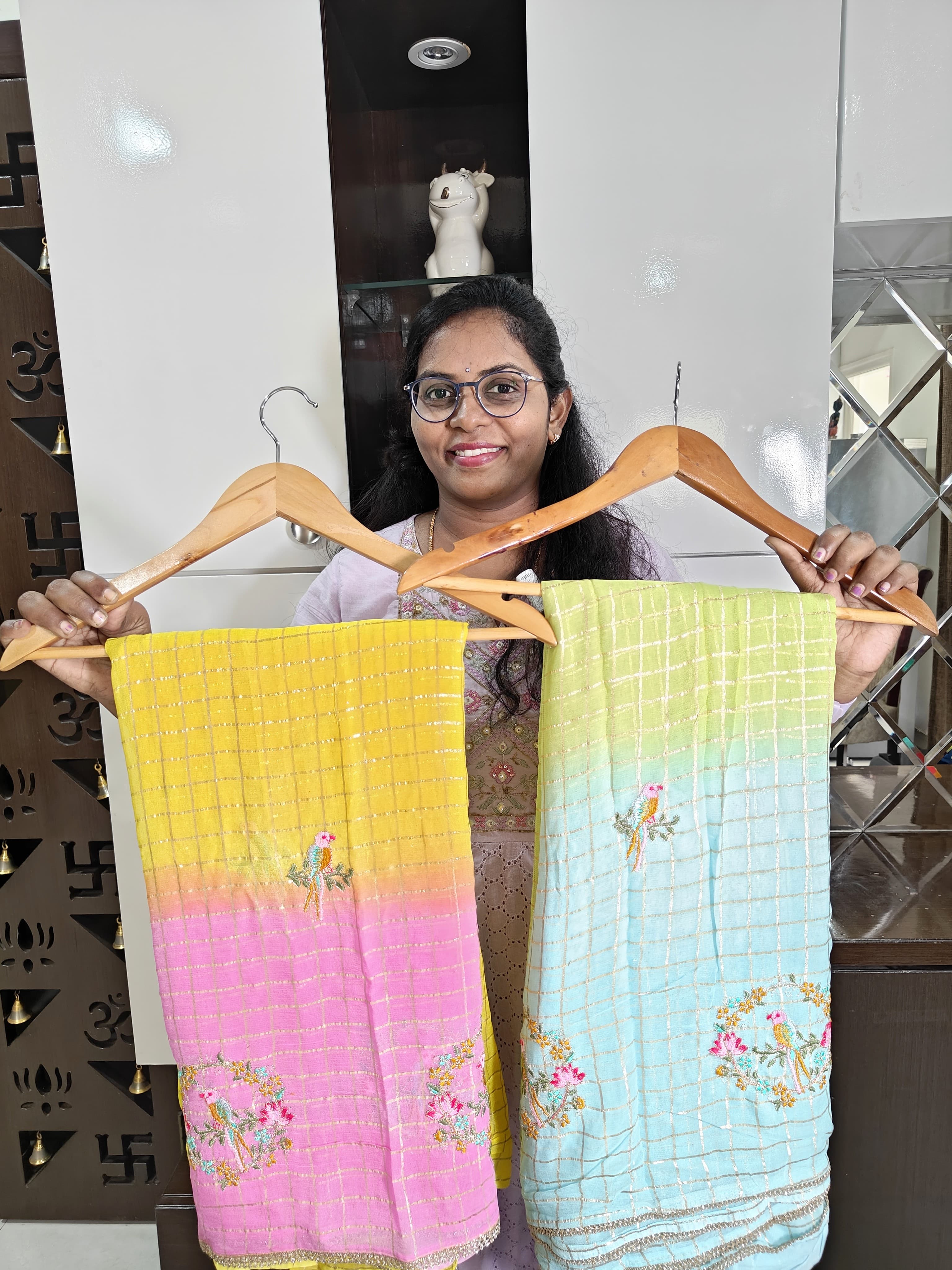 Pure Chiffon saree with jewel design embroidery