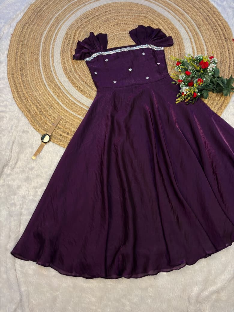 Premium Space Silk Handwork Maxi Gown