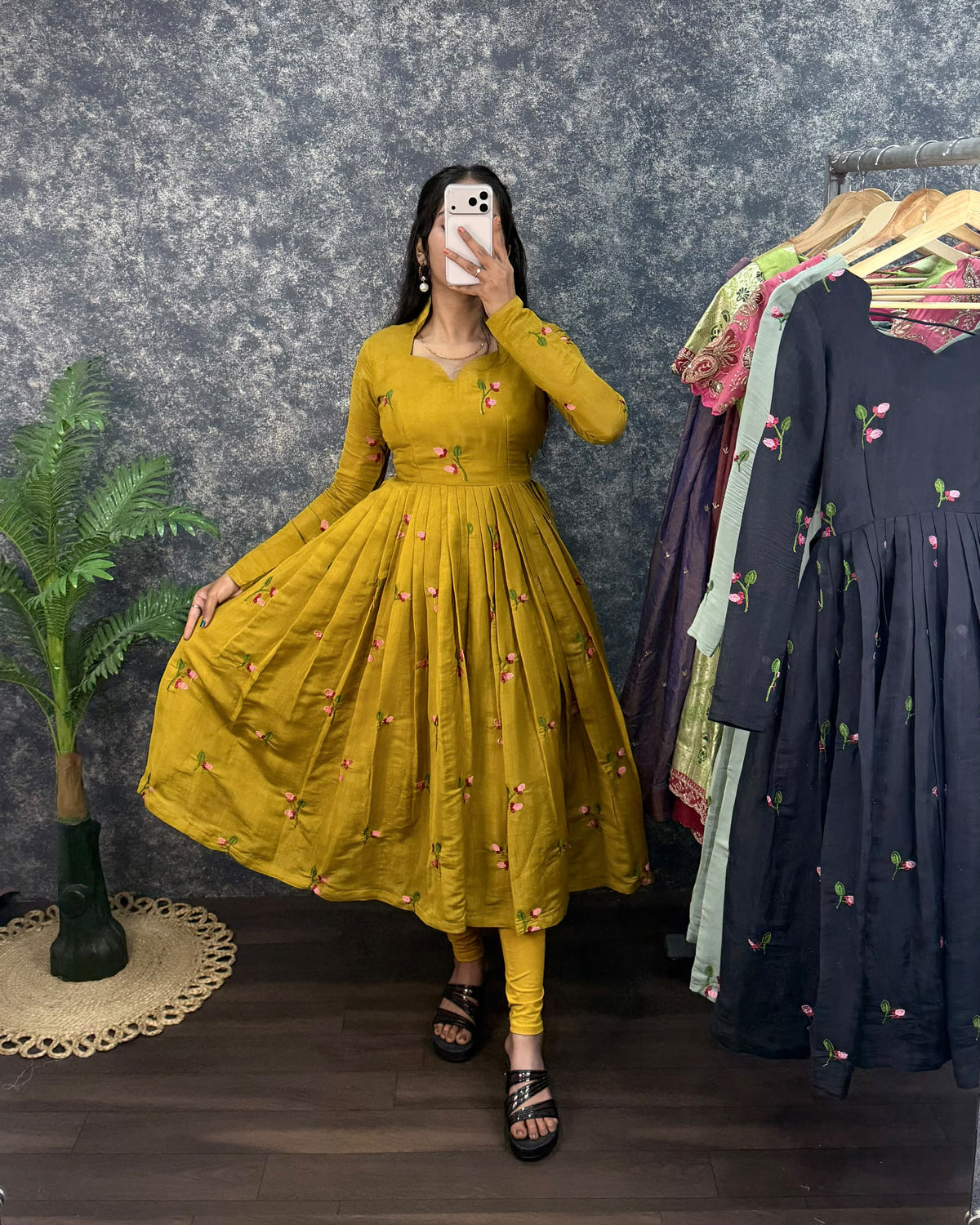 Premium South Mull Chanderi Anarkali with Dupatta