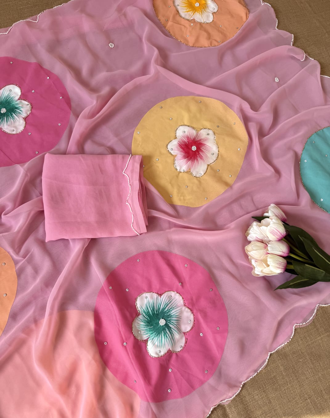 Soft Georgette Handwork Saree